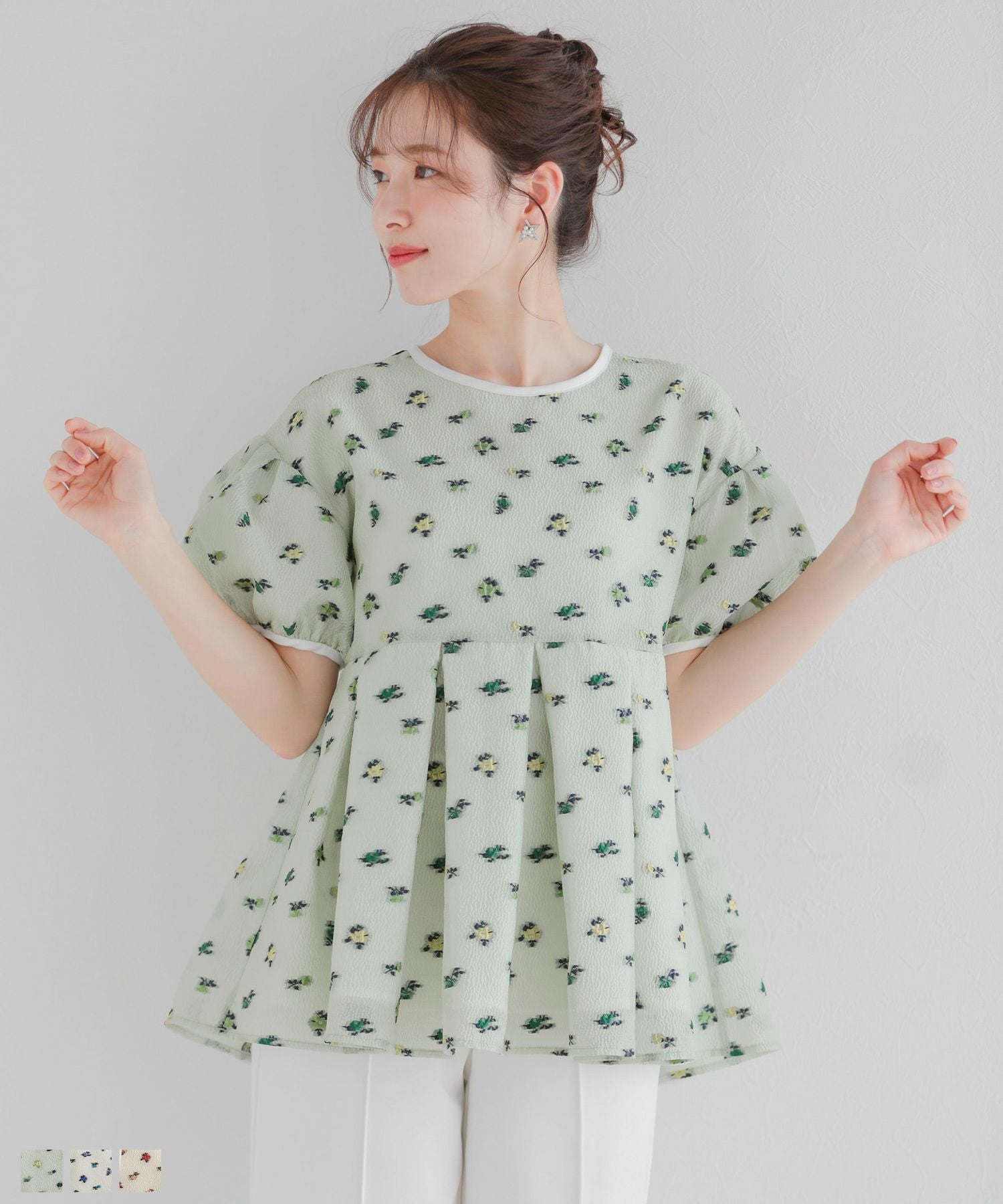 シアージャガード花柄パイピングトップス【宅配便】 | Fit more