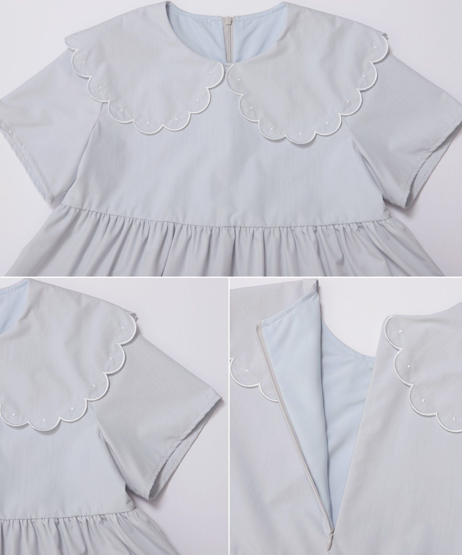 ドット刺繍スカラップカラーギャザートップス【宅配便】 | Fit more