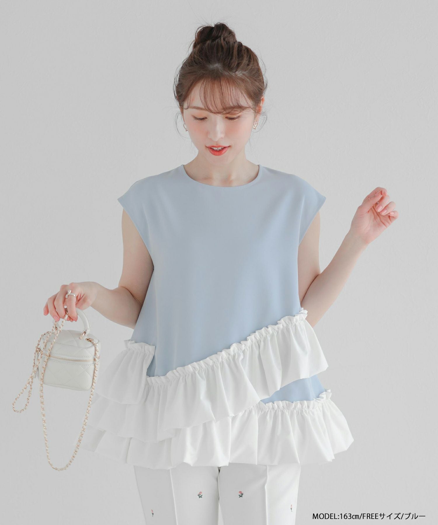 HAPPYSET対象商品】【B会場】アシンメトリーフリルトップス【宅配便