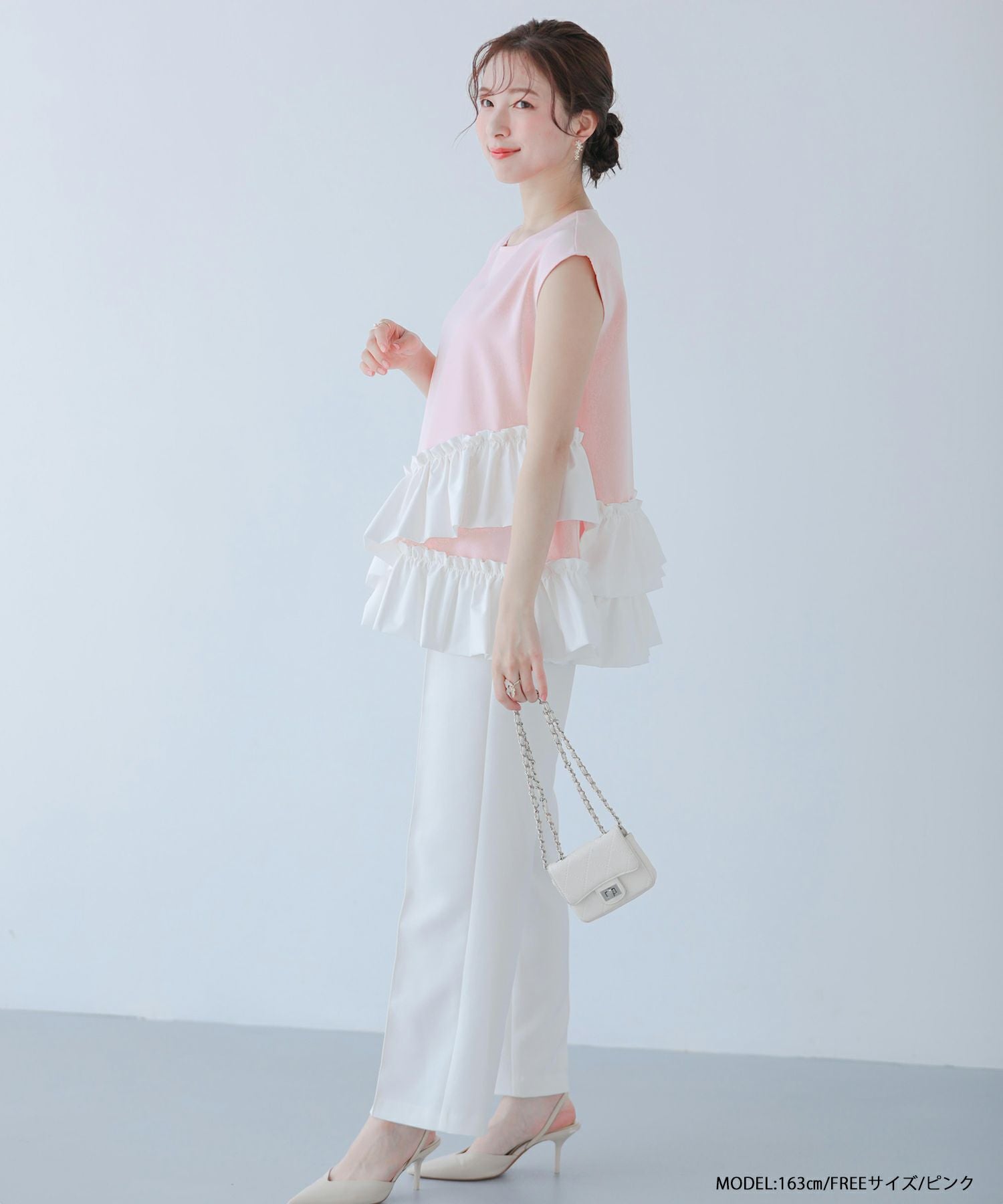 HAPPYSET対象商品】【B会場】アシンメトリーフリルトップス【宅配便