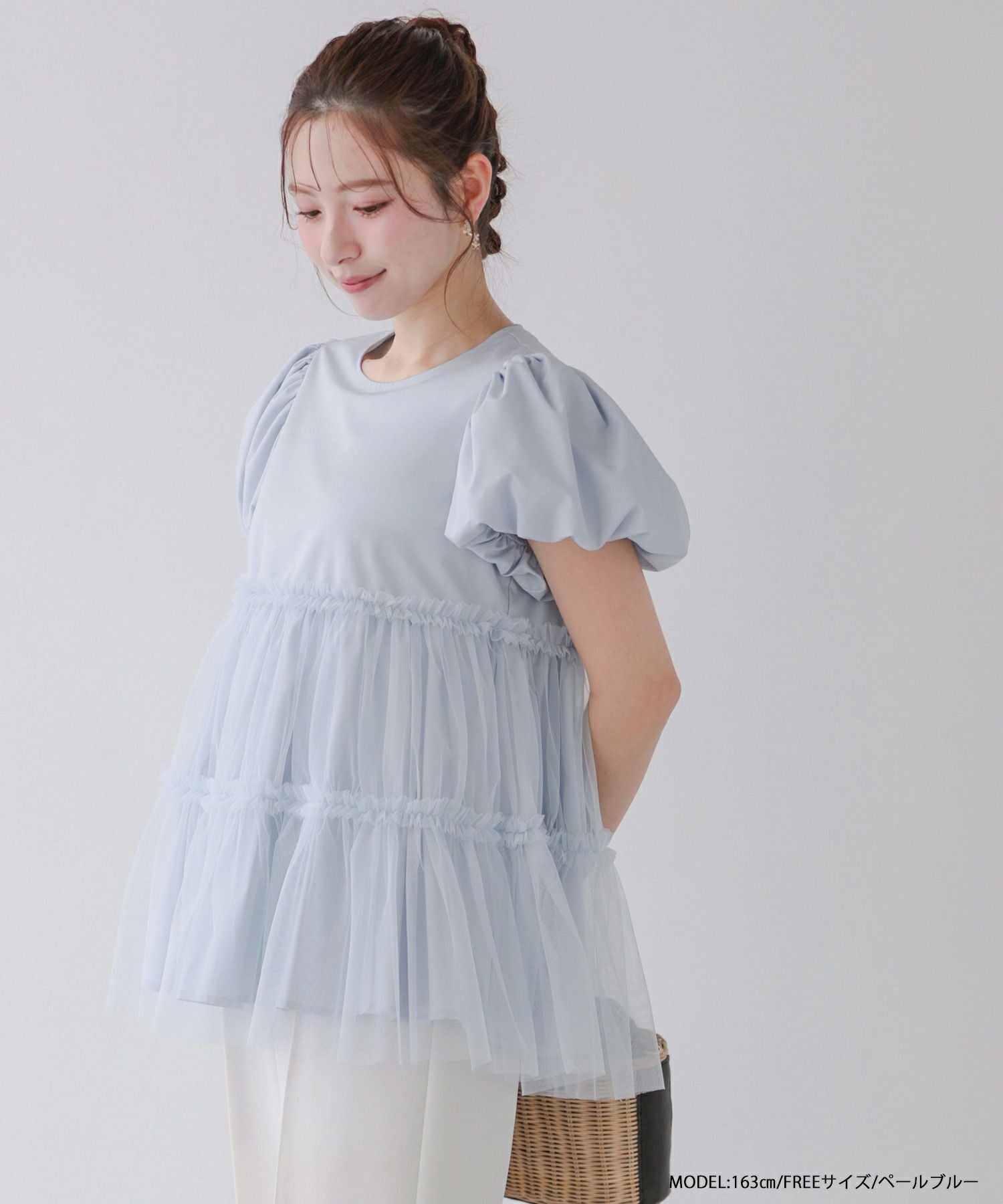 fitmore チュールレイヤードパフスリーブトップス チュールレイヤードパフスリーブトップス【宅配便】 | Fit more