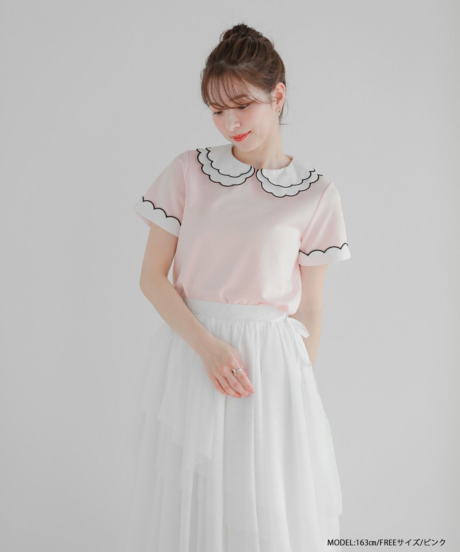 フィットモア♡完売♡刺繍ダブルカラーレイヤードロングスリーブトップス ZOZO限定商品】刺繍ダブルカラーレイヤードトップス【宅配便】 | Fit more