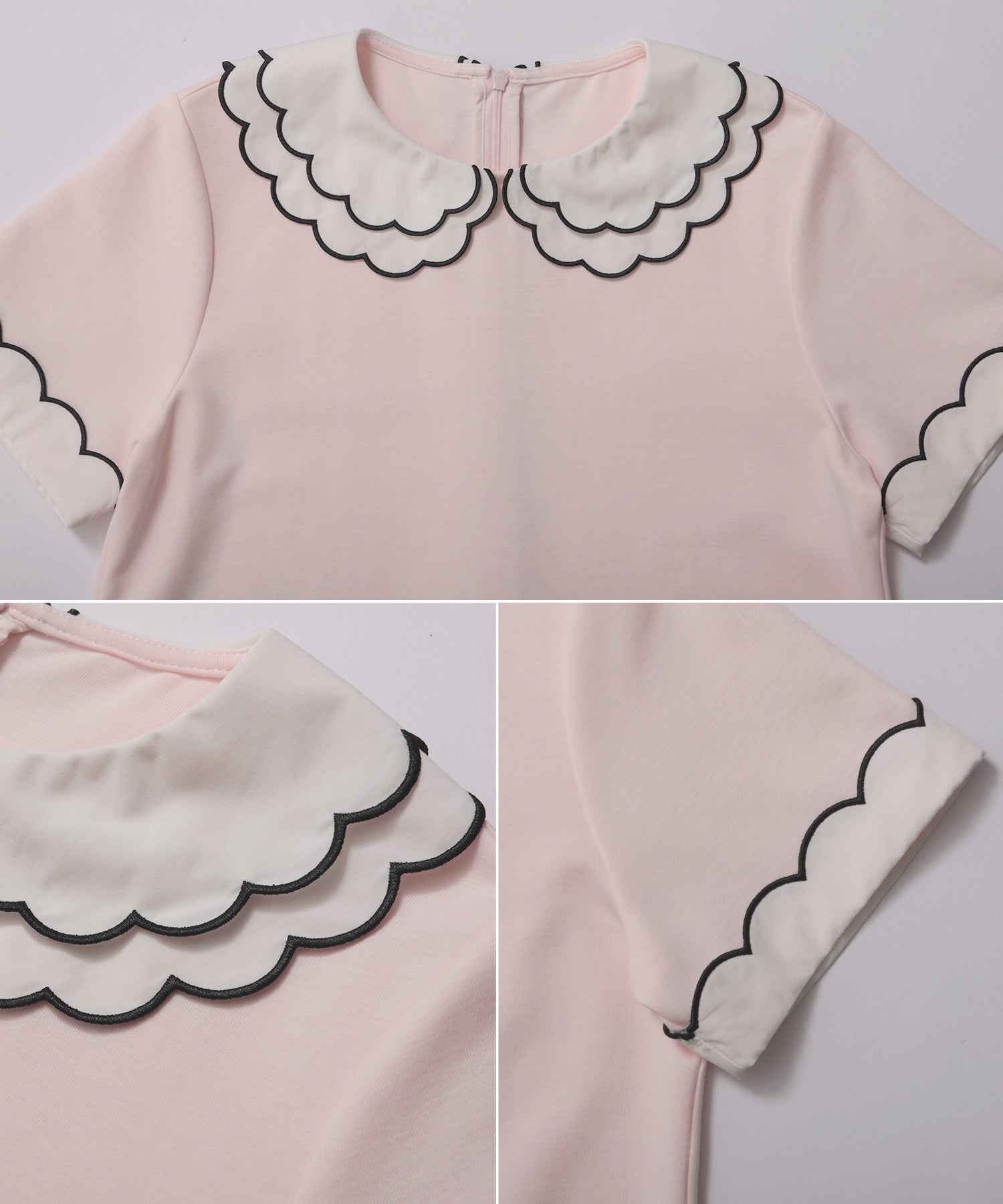 刺繍ダブルカラーレイヤードトップス【宅配便】 | Fit more