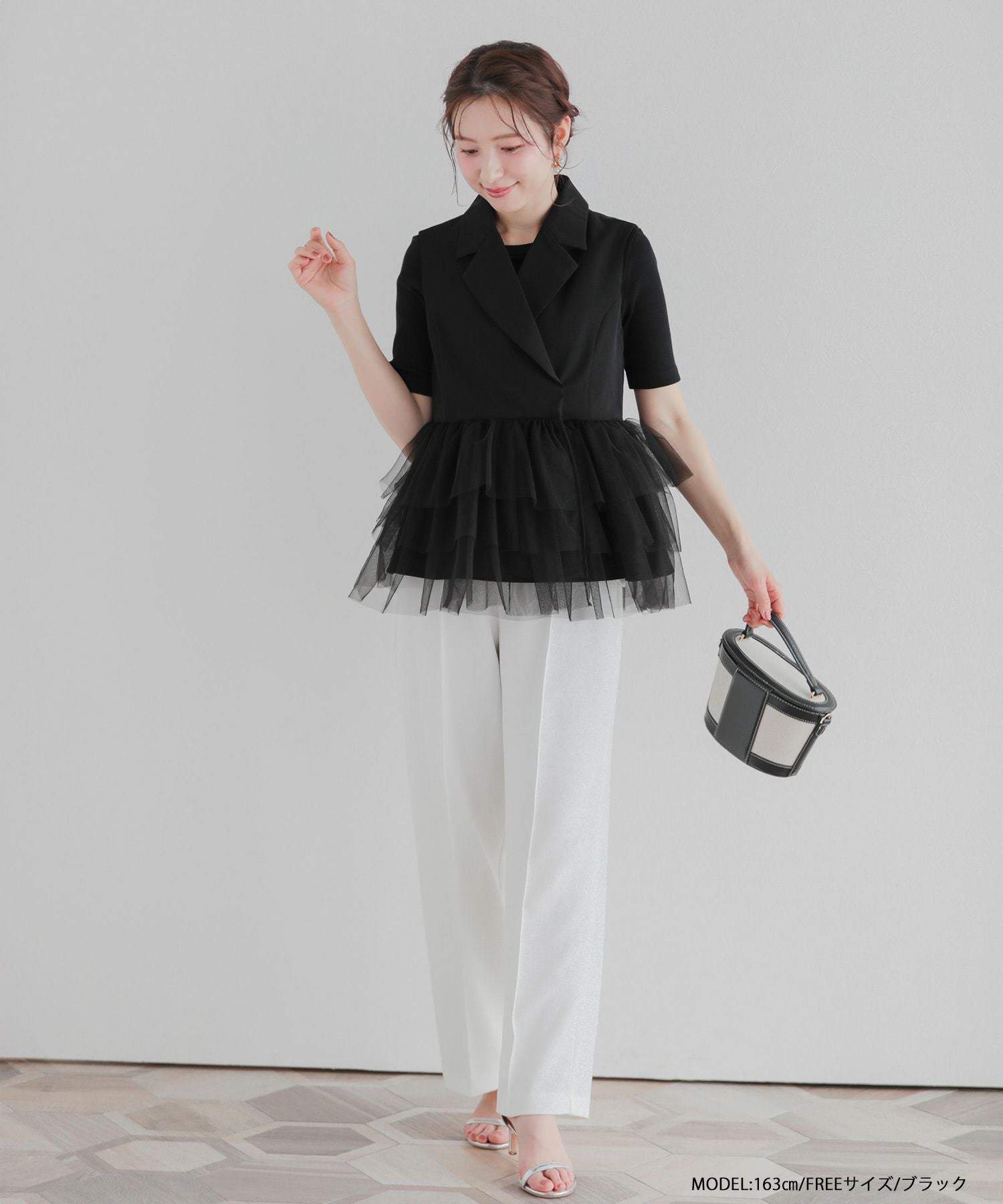 RIEコラボ！チュールフリルペプラムジレ【宅配便】 | Fit more