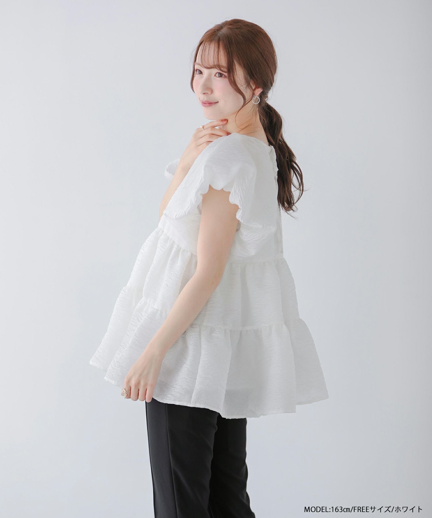 saayaコラボ！ジャガードティアードトップス【宅配便】 | Fit more