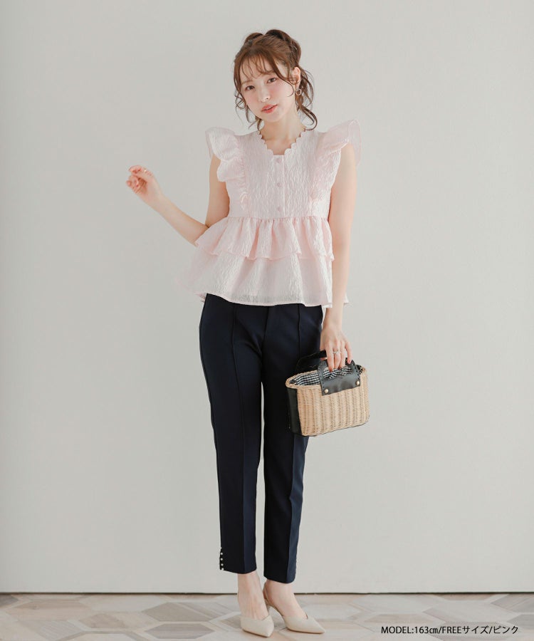 ネックスカラップジャガードトップス【宅配便】 | Fit more
