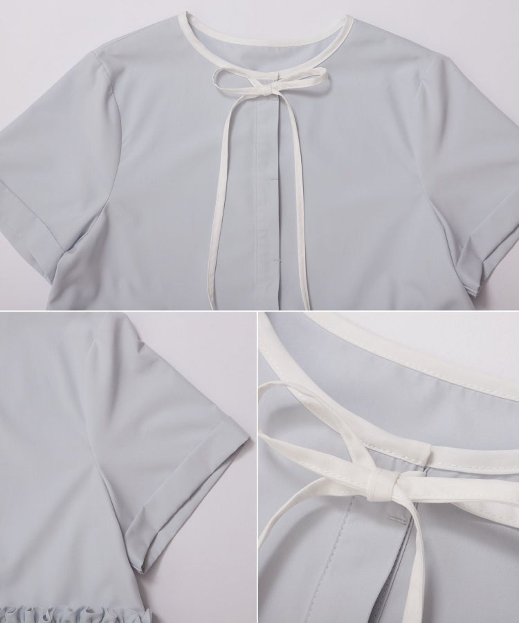 バイカラーパイピングネックチュールペプラムトップス【宅配便】 | Fit 
