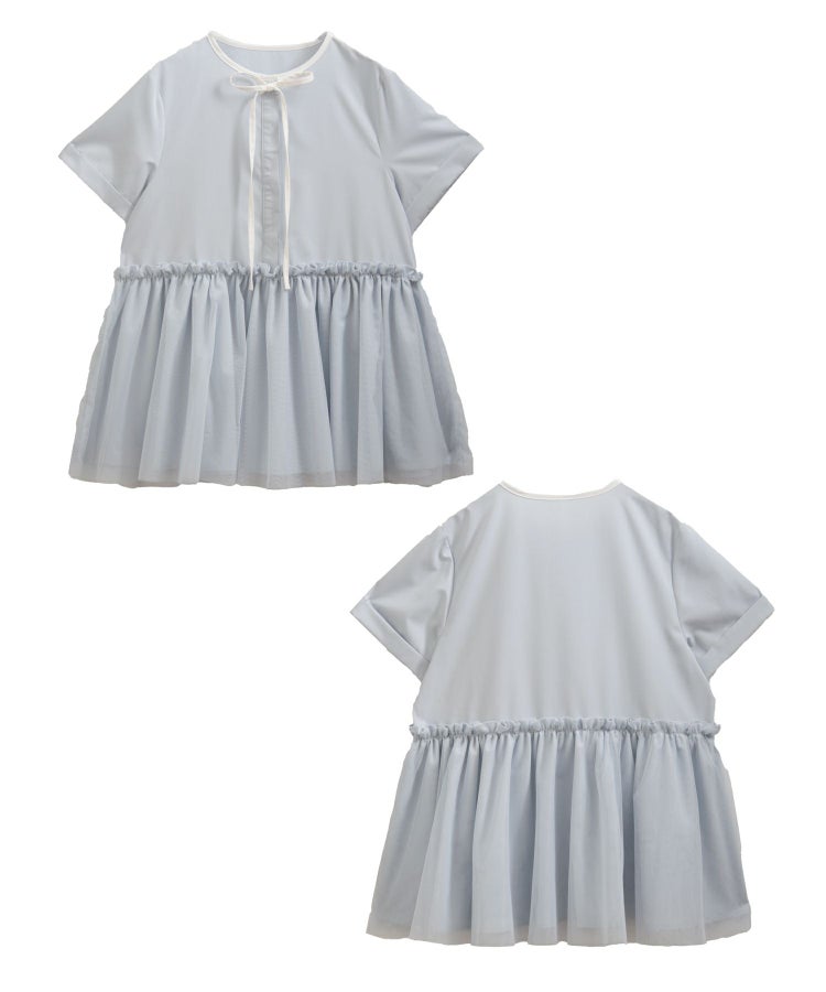 バイカラーパイピングネックチュールペプラムトップス【宅配便】 | Fit 