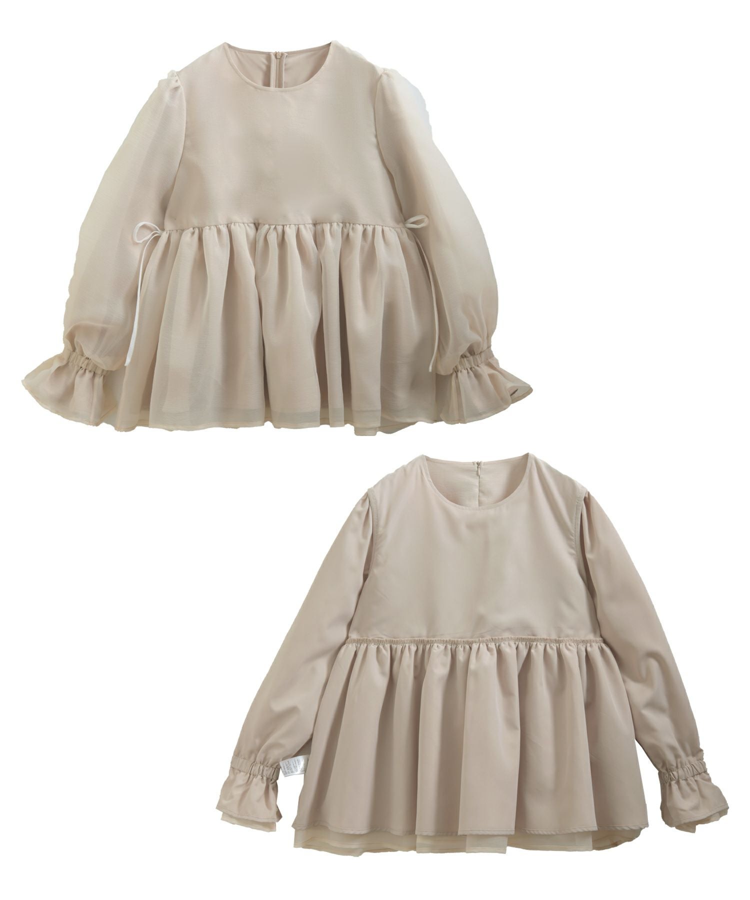 クリンクルシアーオーガンジーボリュームスリーブトップス【宅配便