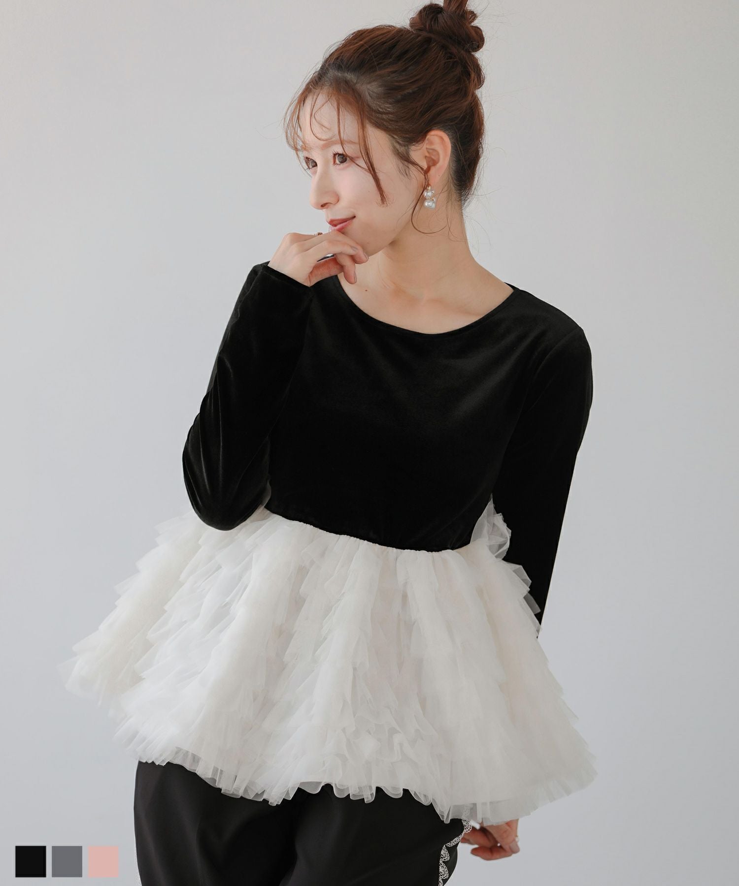 Fit more ✨新品2025AW バレリーナチュチュベロアトップス ブラック バレリーナチュチュベロアトップス【宅配便】 | Fit more