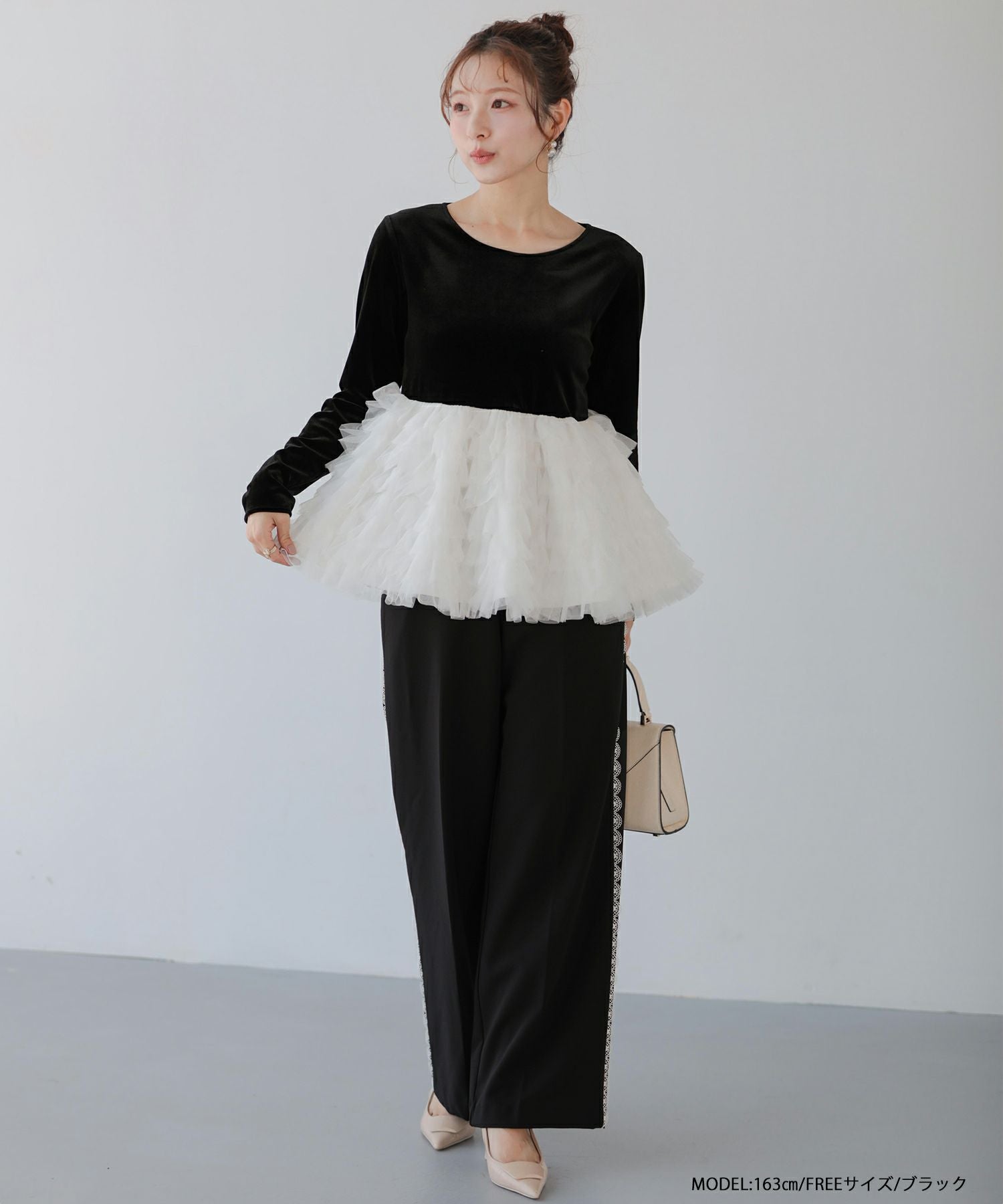 Fit more ✨新品2025AW バレリーナチュチュベロアトップス ブラック バレリーナチュチュベロアトップス【宅配便】 | Fit more