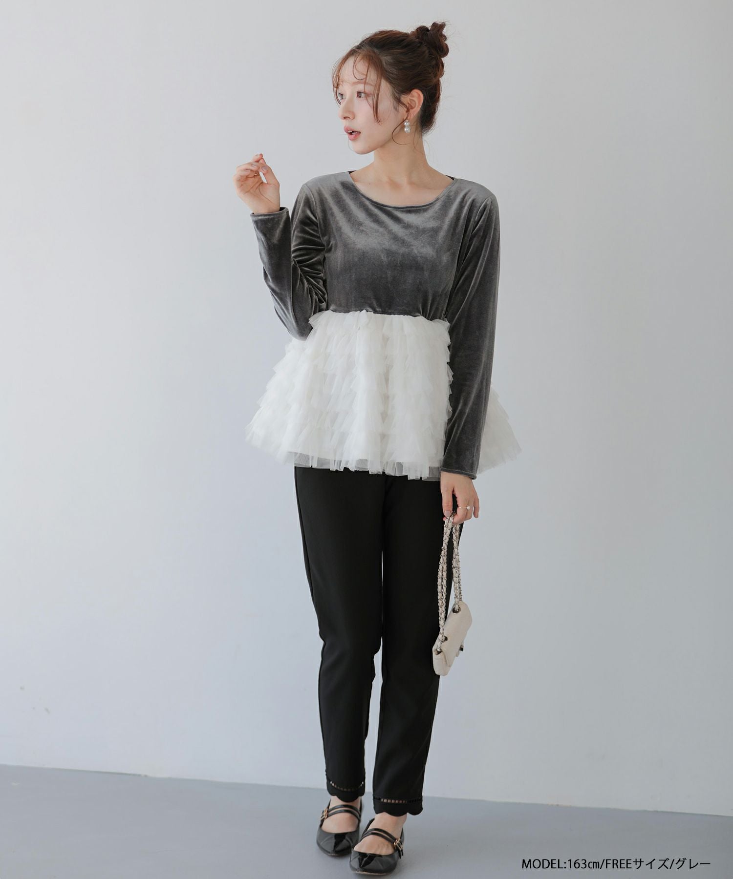 Fit more ✨新品2025AW バレリーナチュチュベロアトップス ブラック バレリーナチュチュベロアトップス【宅配便】 | Fit more