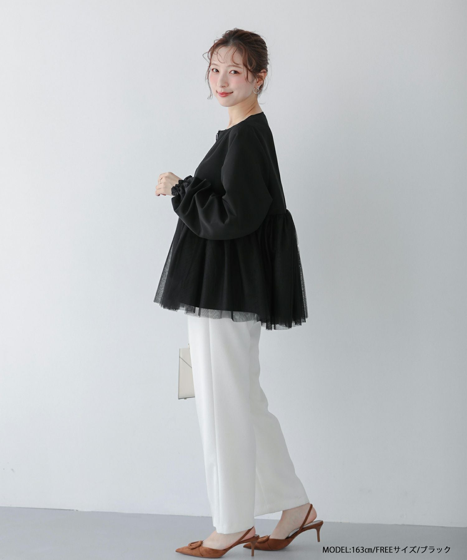 ☆新品タグつき☆fitmore チュールレイヤードペプラムアウター チュールレイヤードペプラムアウター【宅配便】 | Fit more