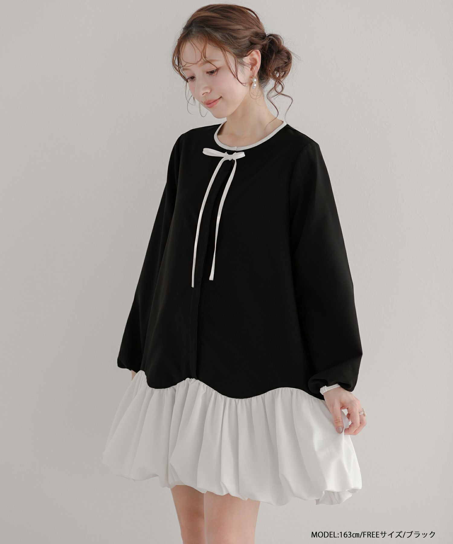 カーブバルーンヘムミニワンピース【宅配便】 | Fit more