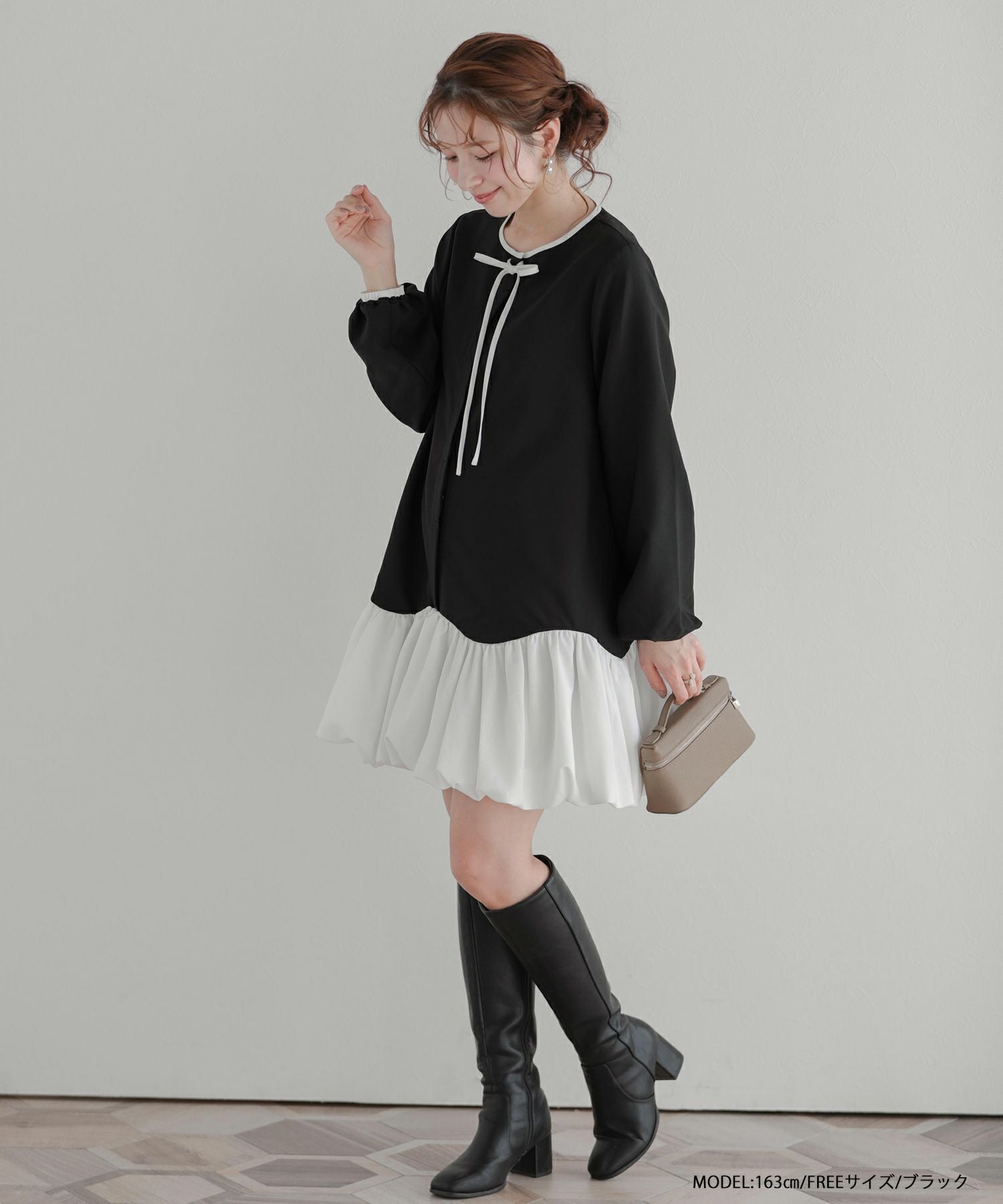 カーブバルーンヘムミニワンピース【宅配便】 | Fit more