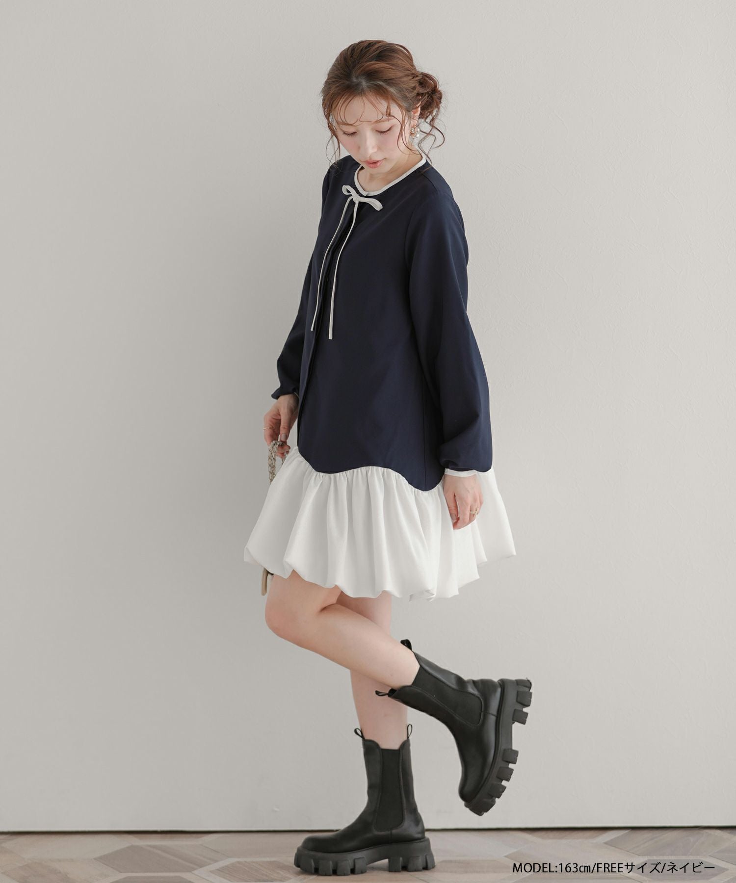 カーブバルーンヘムミニワンピース【宅配便】 | Fit more