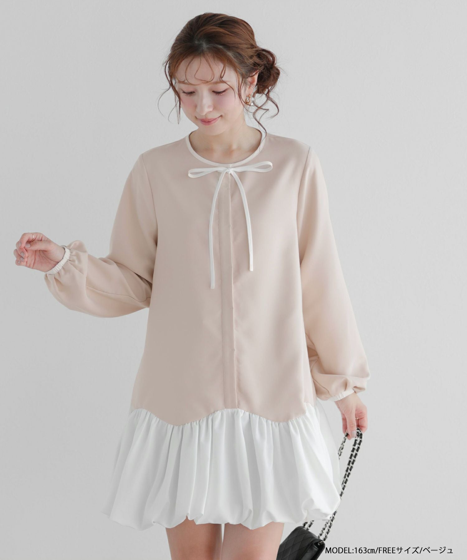 カーブバルーンヘムミニワンピース【宅配便】 | Fit more