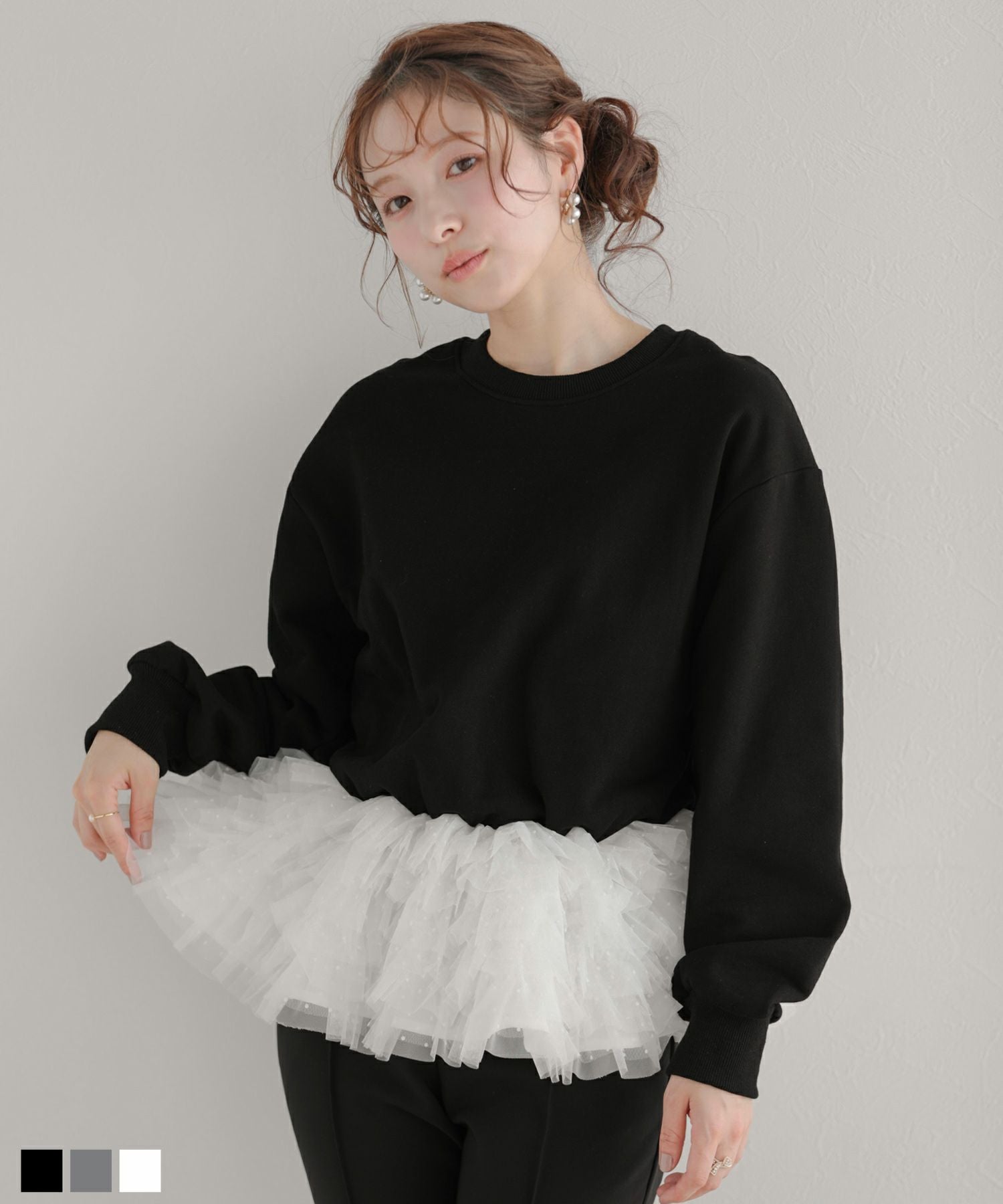 【即日発送】fitmore ミルフィーユフリルスウェット Fit more（フィットモア） トレーナー スウェット ミルフィーユフリル