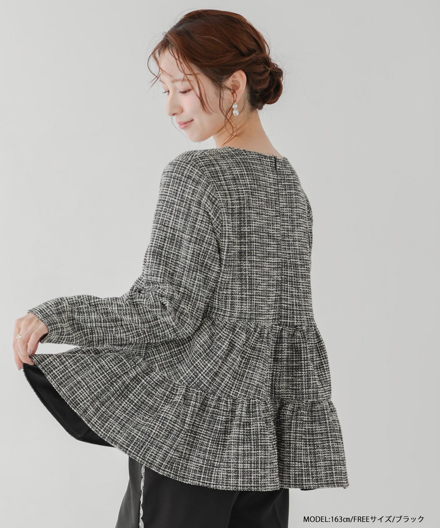 新品♡Fit more ラメツイードティアードトップス ラメツイードティアードトップス【宅配便】 | Fit more