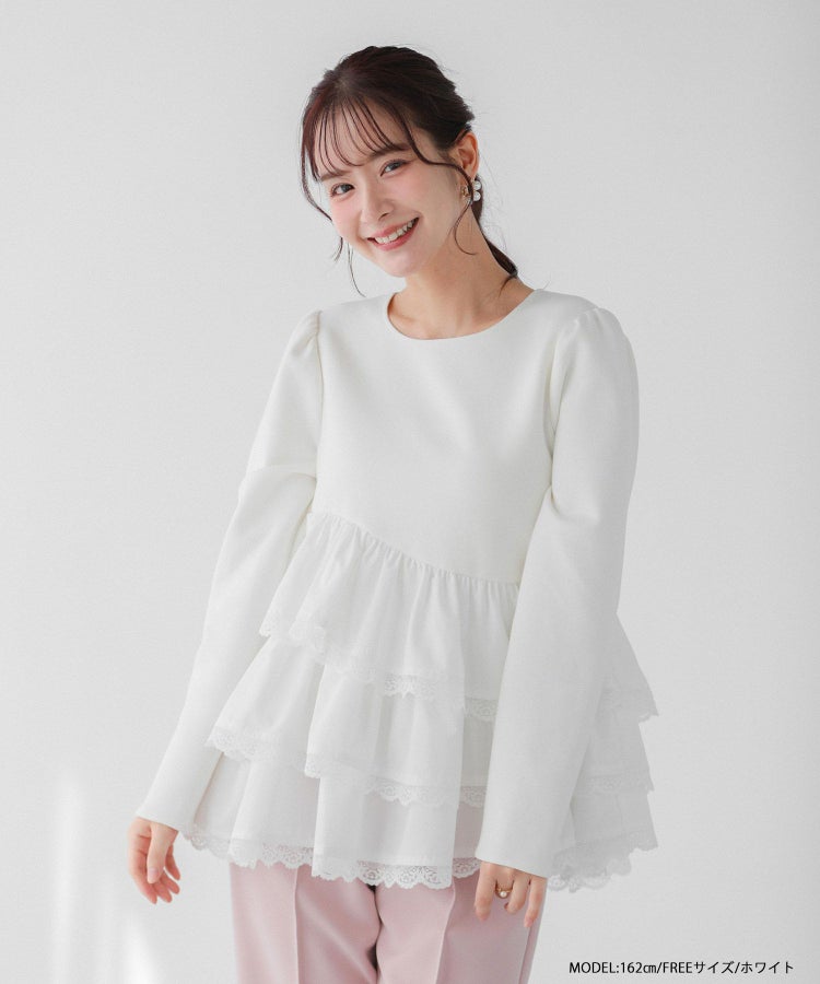 saayaコラボ！ボリュームフリルアシメトップス【宅配便】 | Fit more