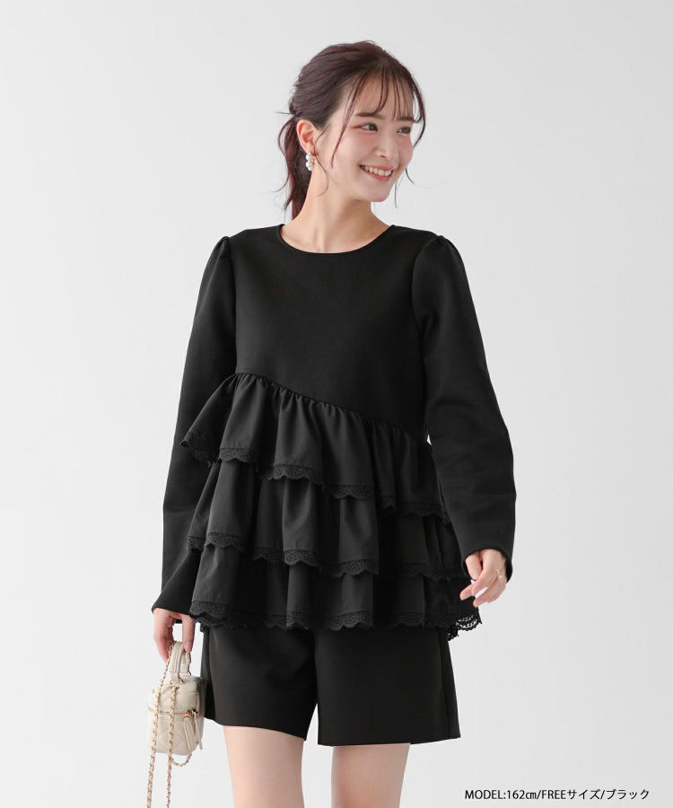 saayaコラボ！ボリュームフリルアシメトップス【宅配便】 | Fit more