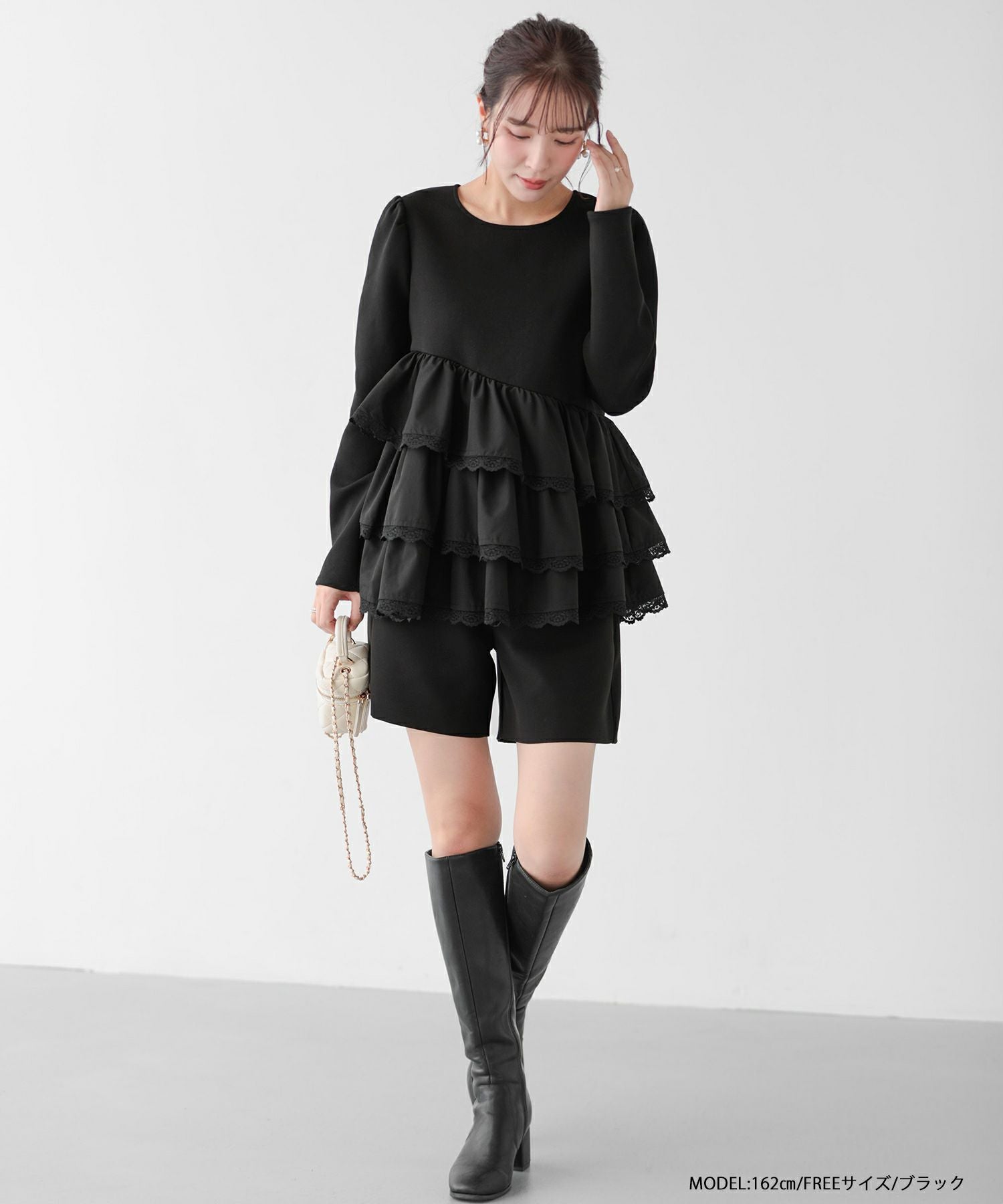 saayaコラボ！ボリュームフリルアシメトップス【宅配便】 | Fit more