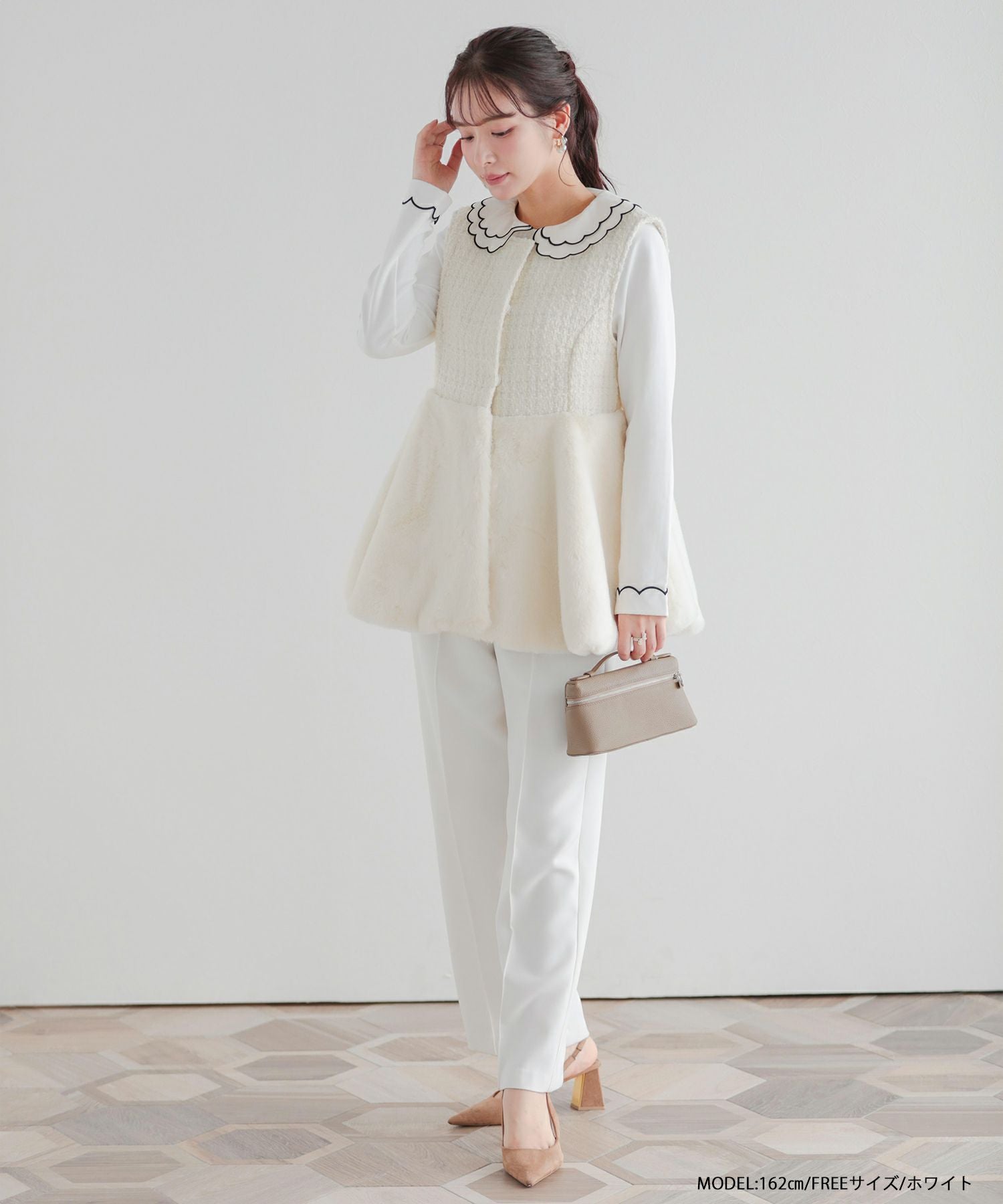 完売品！fitmore 刺繍ダブルカラーレイヤードロングスリーブトップス 刺繍ダブルカラーレイヤードロングスリーブトップス【宅配便】 | Fit more