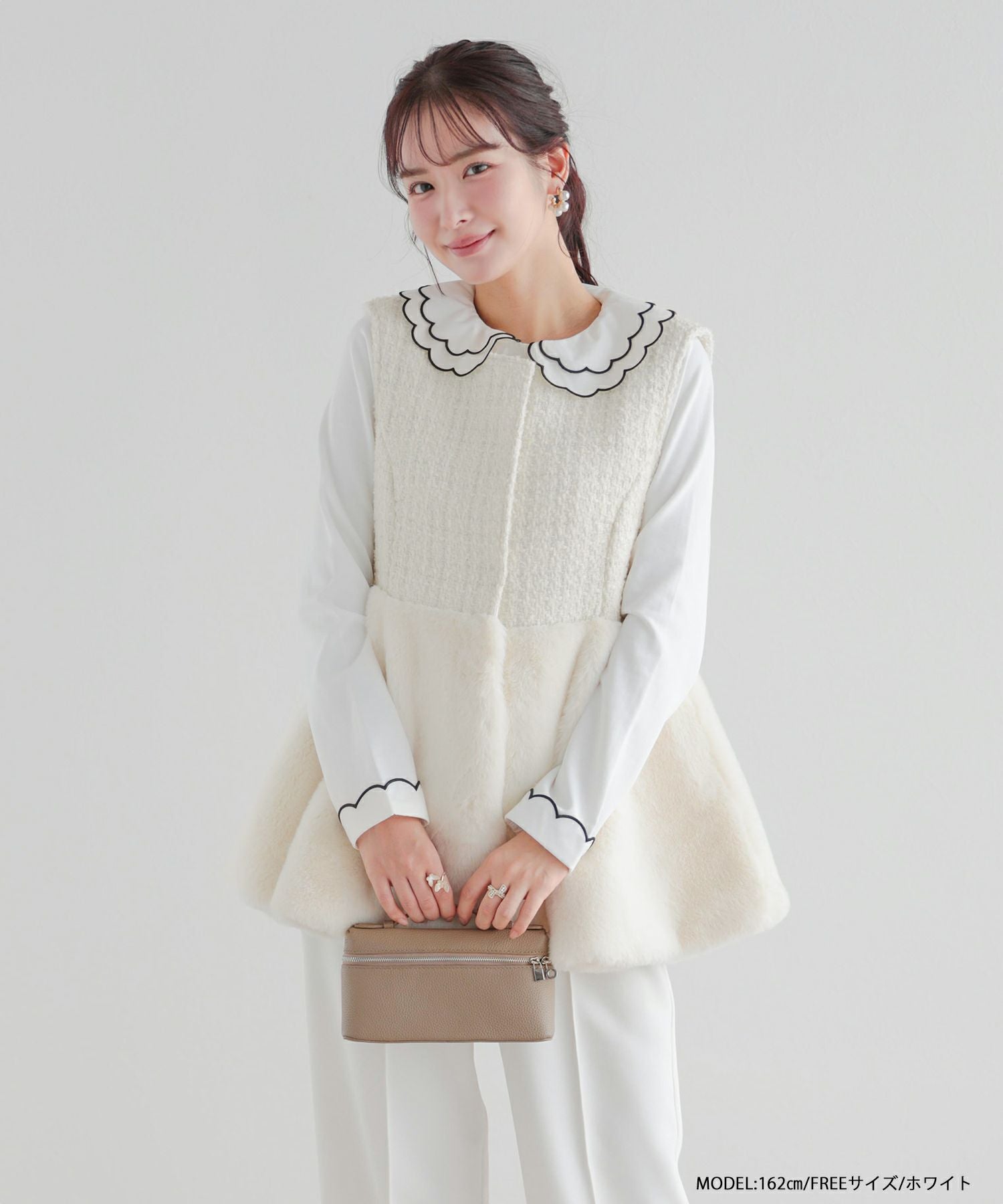 刺繍ダブルカラーレイヤードロングスリーブトップス【宅配便】 | Fit more