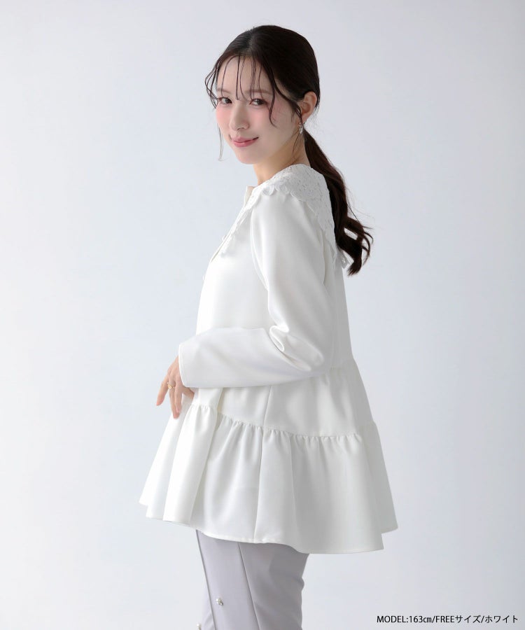 バテンレース衿トップス【宅配便】 | Fit more