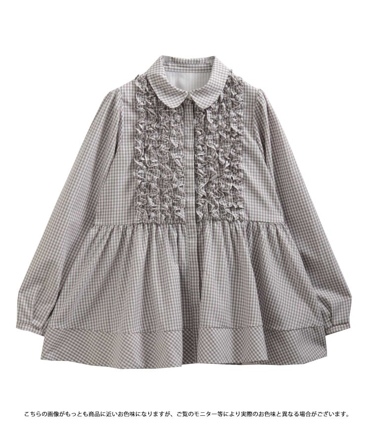ギンガムチェックフリルペプラムブラウス【宅配便】 | Fit more 【2024AW】チェック柄フリルペプラムブラウス