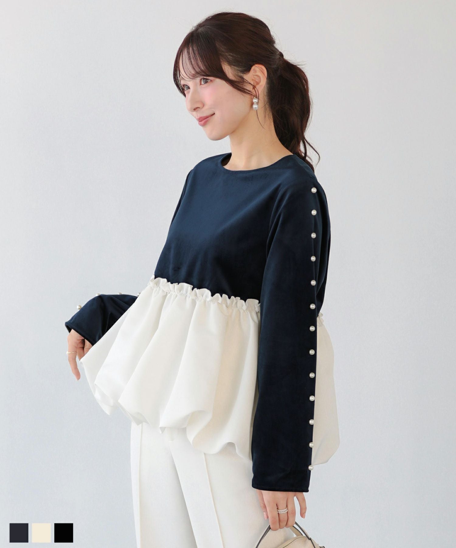 裾ジャガードバルーントップス【宅配便】 | Fit more