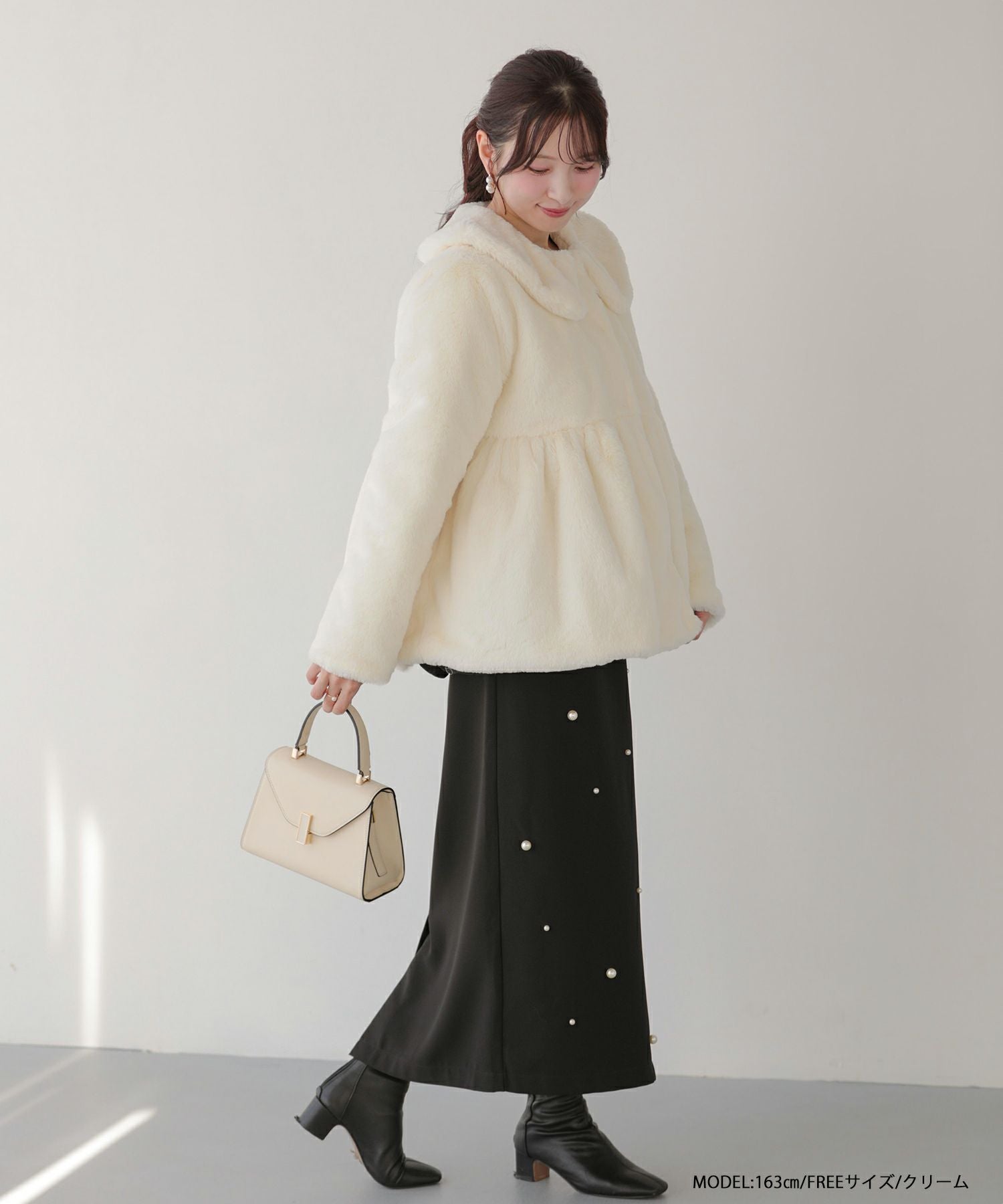 ☆新品タグつき☆fitmore チュールレイヤードペプラムアウター ファーペプラムアウター【予約2/5～順次発送】【宅配便】 | Fit more
