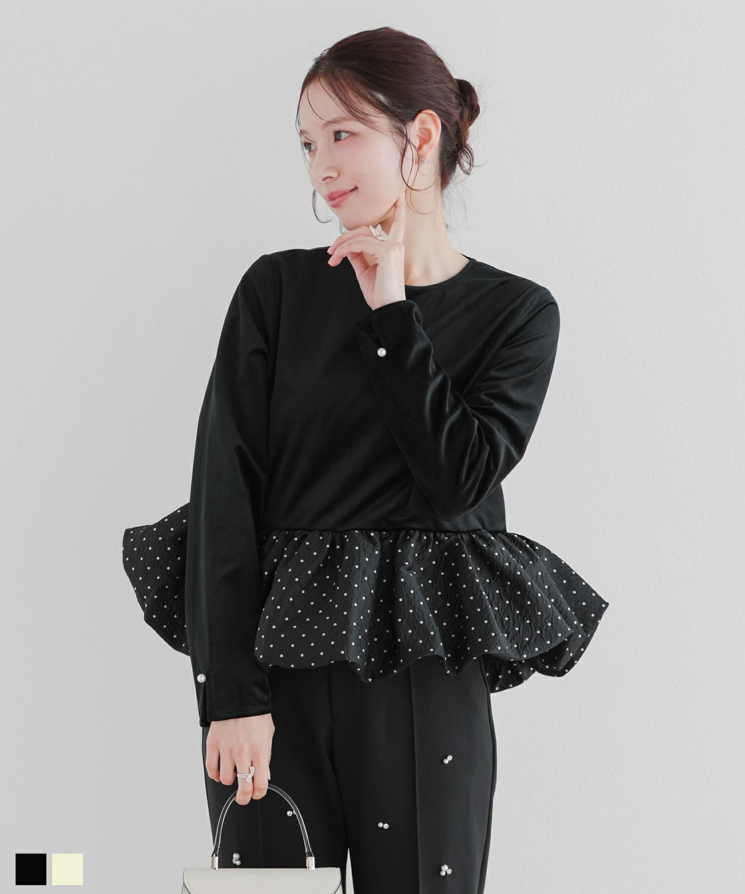 裾ジャガードバルーントップス【宅配便】 | Fit more
