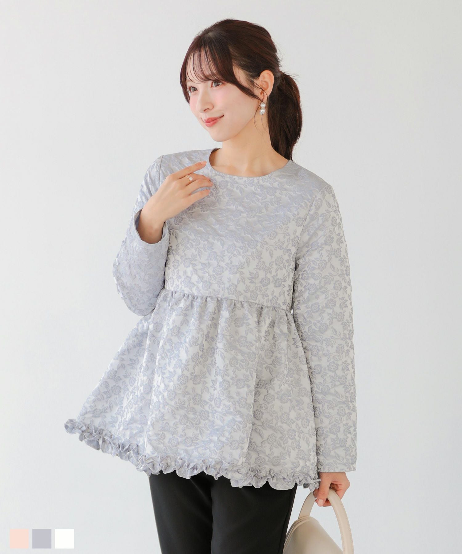 裾ジャガードバルーントップス【宅配便】 | Fit more