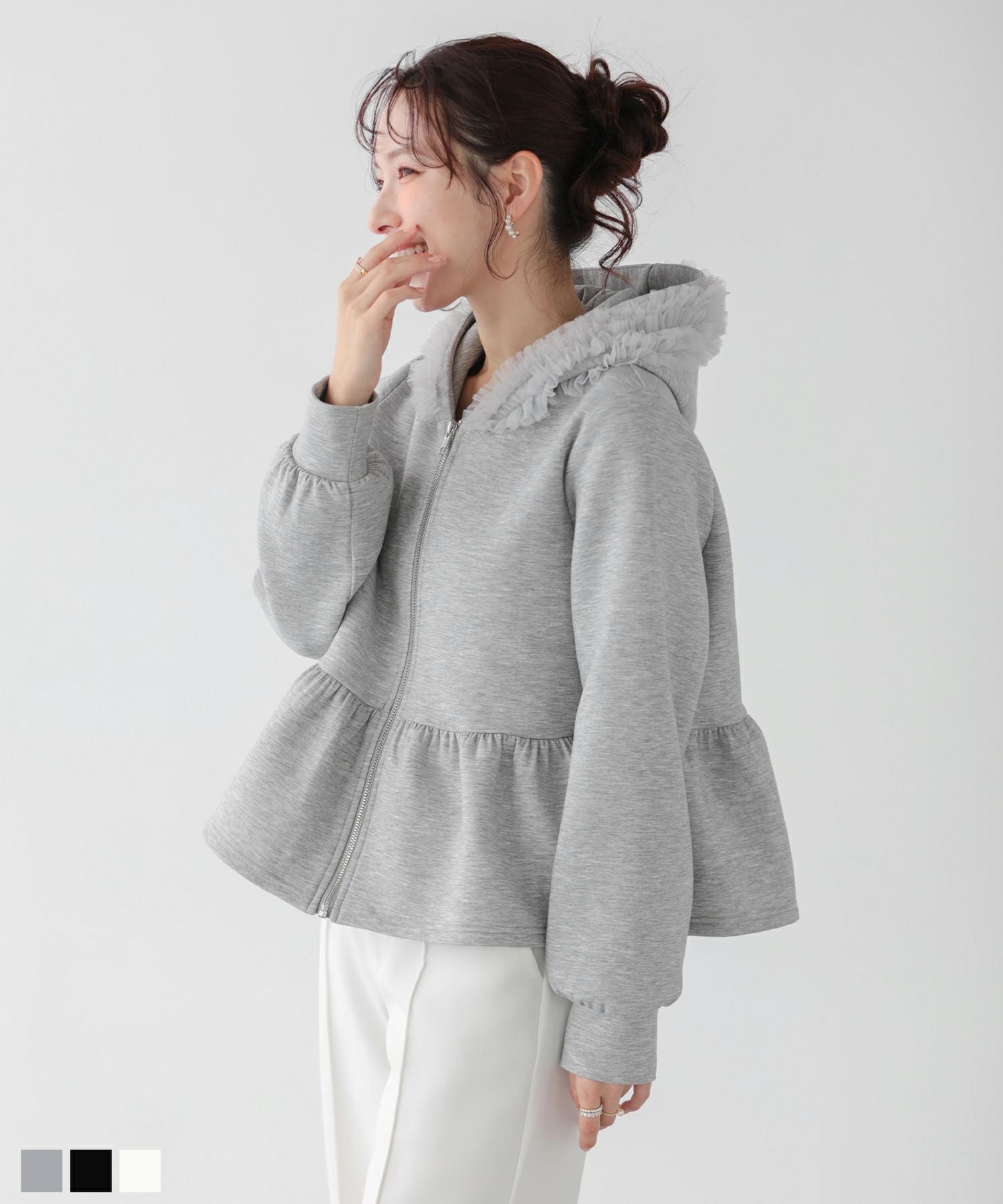 ダンボールチュールフードジップアップパーカー【宅配便】 | Fit more