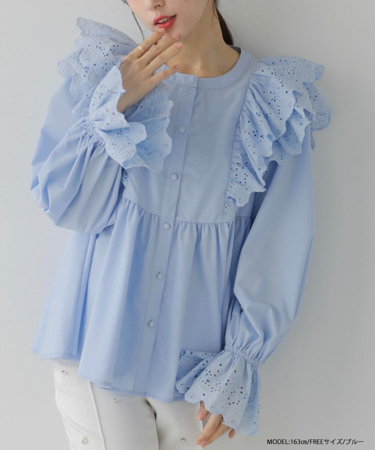 袖カットワークレーストップス【宅配便】 | Fit more