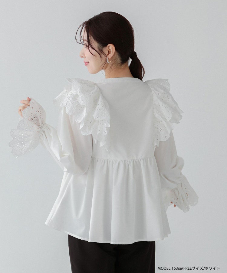 袖カットワークレーストップス【宅配便】 | Fit more