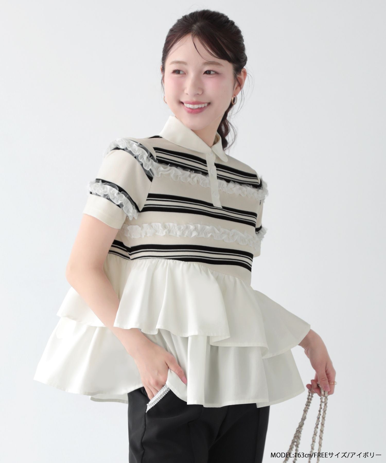 chesty今期完売ボーダーフリルトップス新品 ボーダーフリルトップス 【予約商品6/5～順次発送】【宅配便】 | Fit more