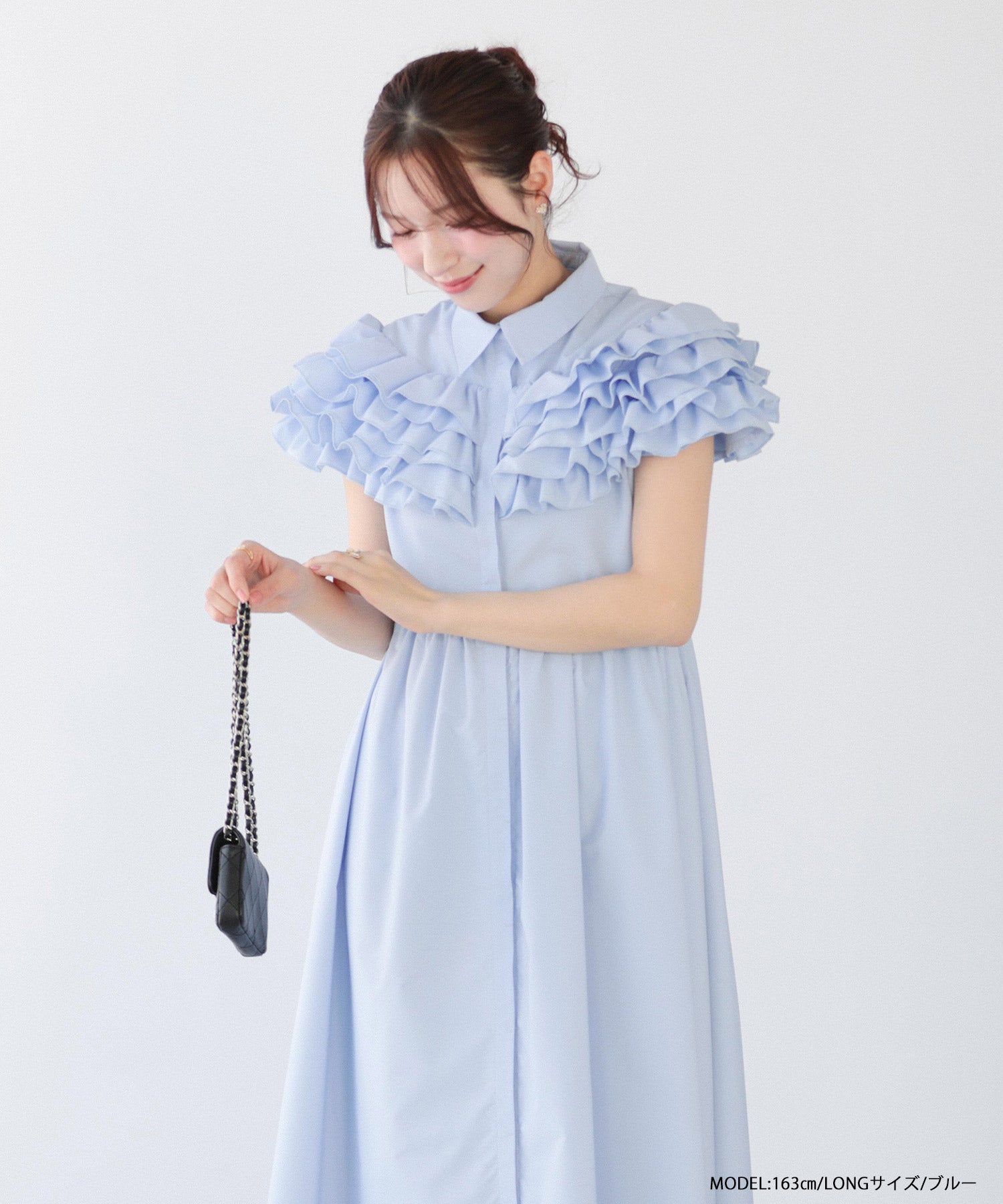 ダリアフリルロングシャツワンピース【宅配便】 | Fit more