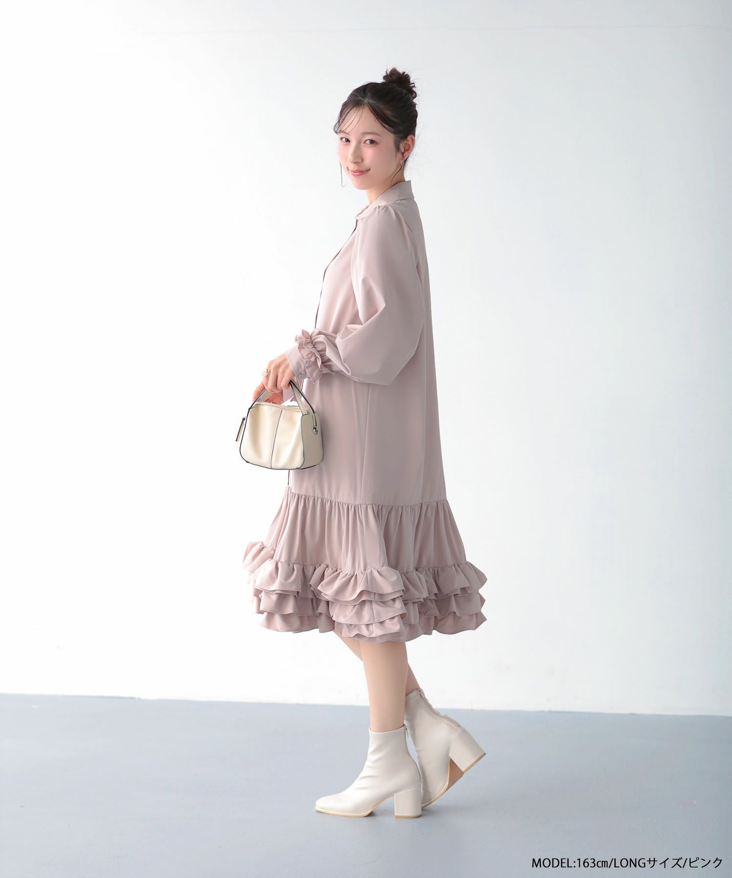 裾ダブルフリルシャツワンピース【宅配便】 | Fit more