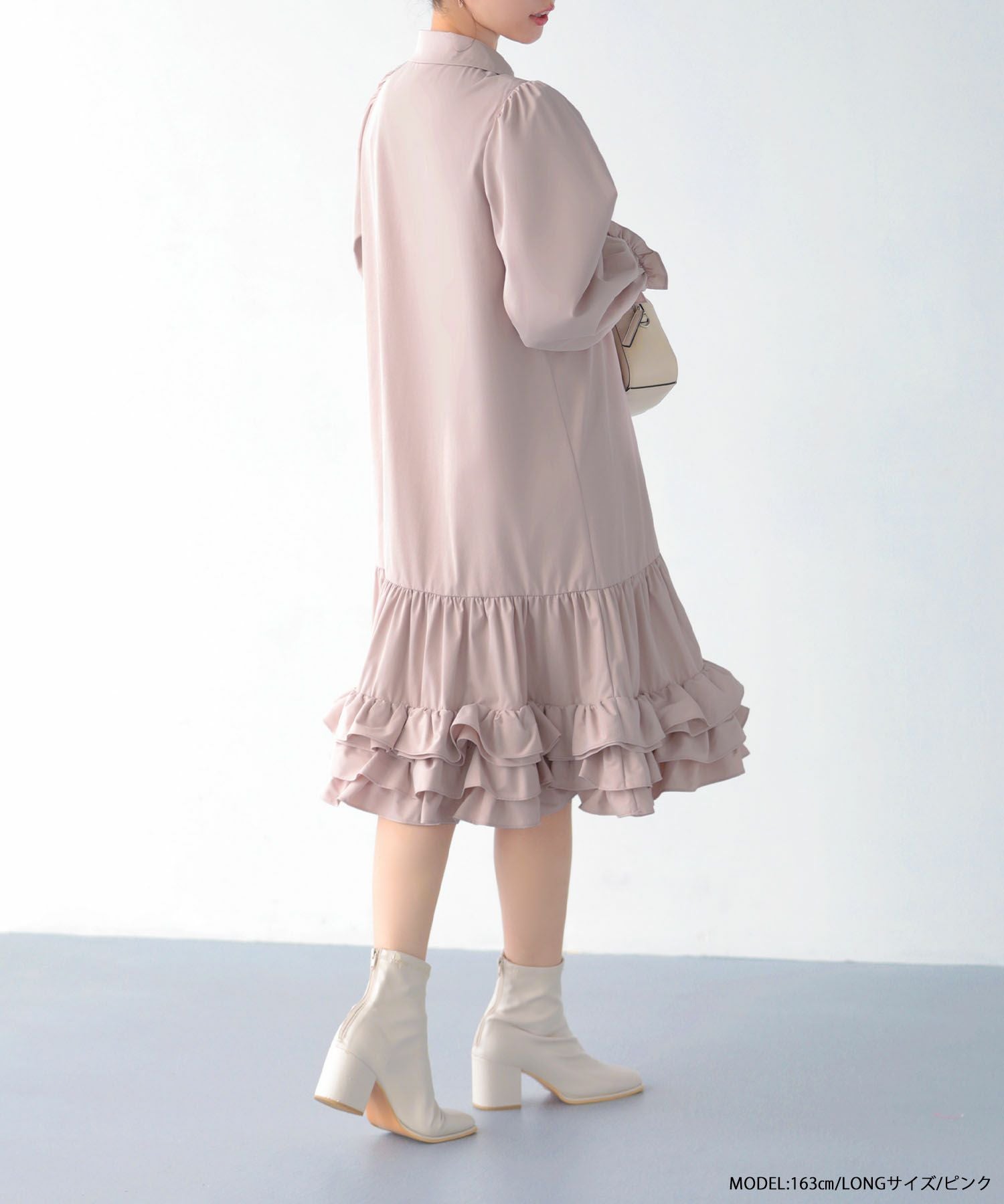 裾ダブルフリルシャツワンピース【宅配便】 | Fit more