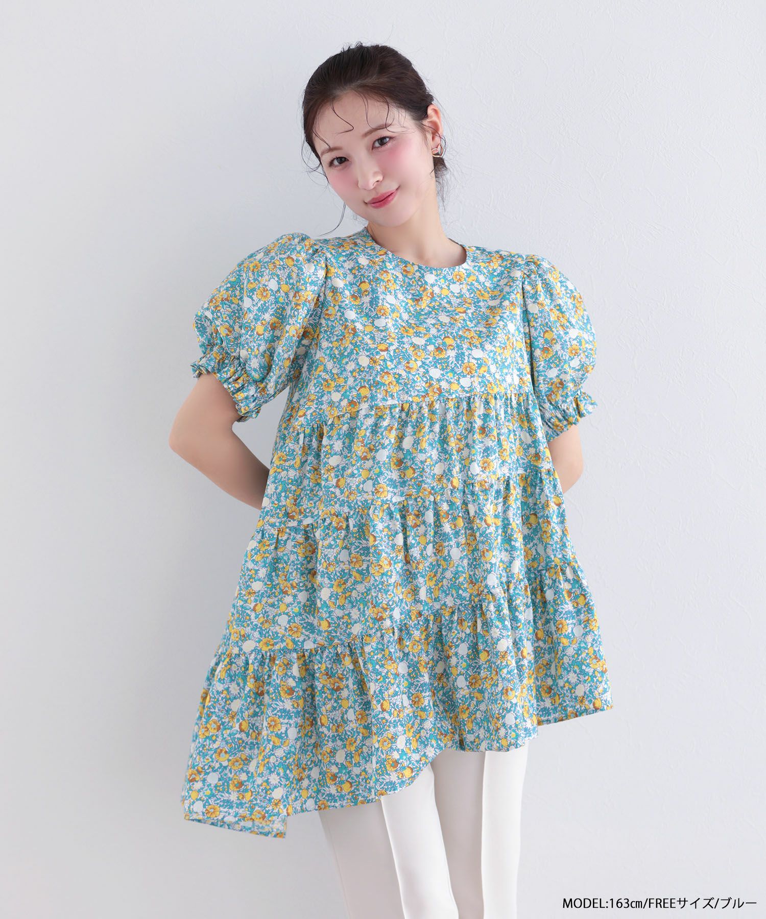 花柄アシメティアードトップス 【予約3/27～順次発送】【宅配便