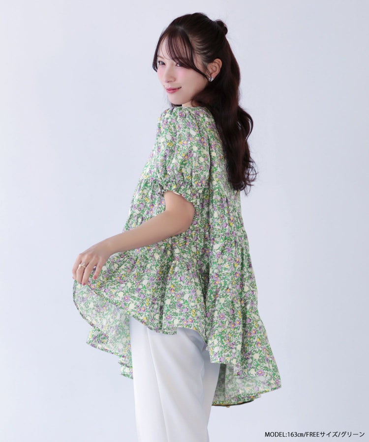 花柄アシメティアードトップス【宅配便】 | Fit more