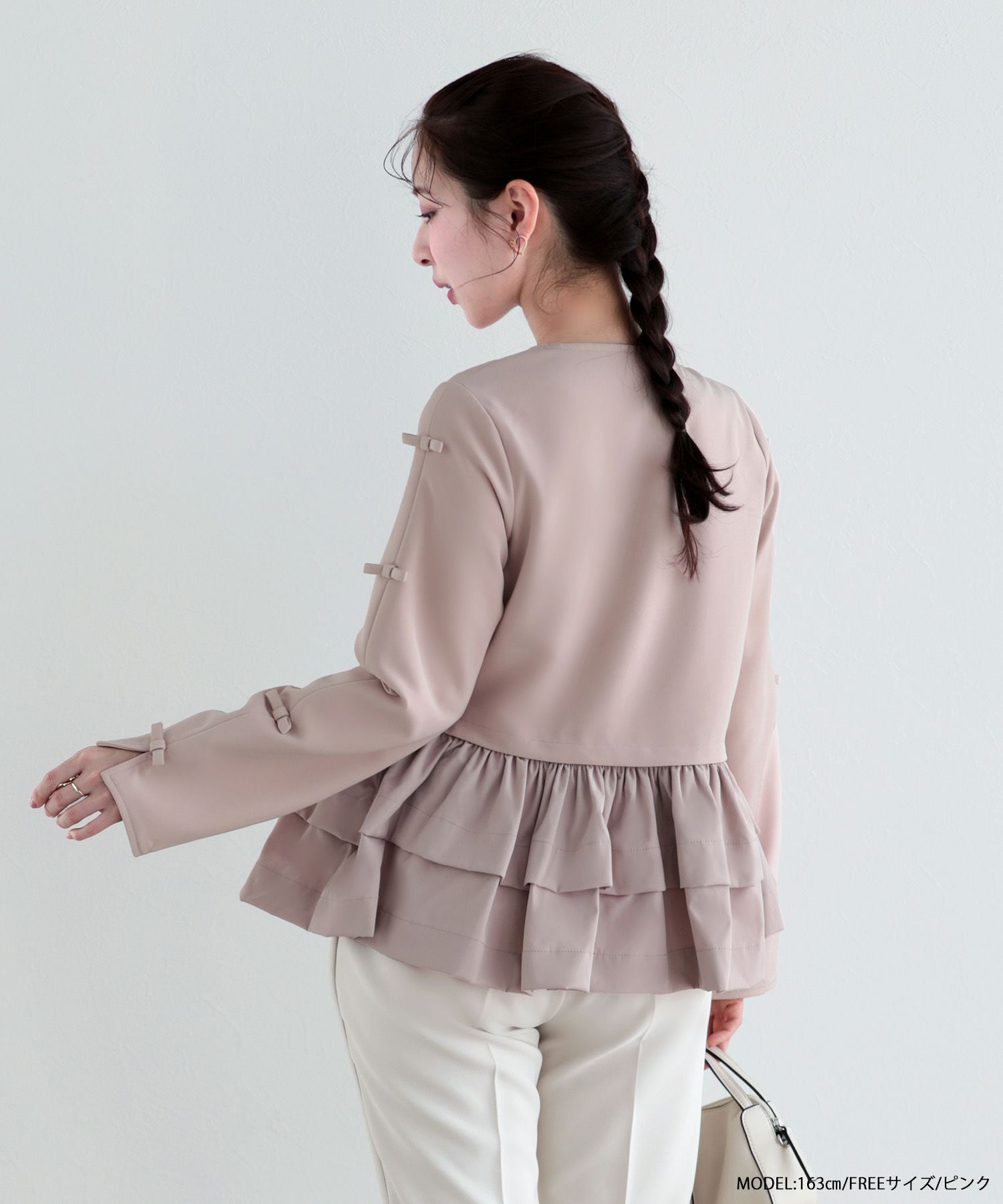 Fit more　ノーカラーフリルトップス ノーカラーフリルトップス 【宅配便】 | Fit more