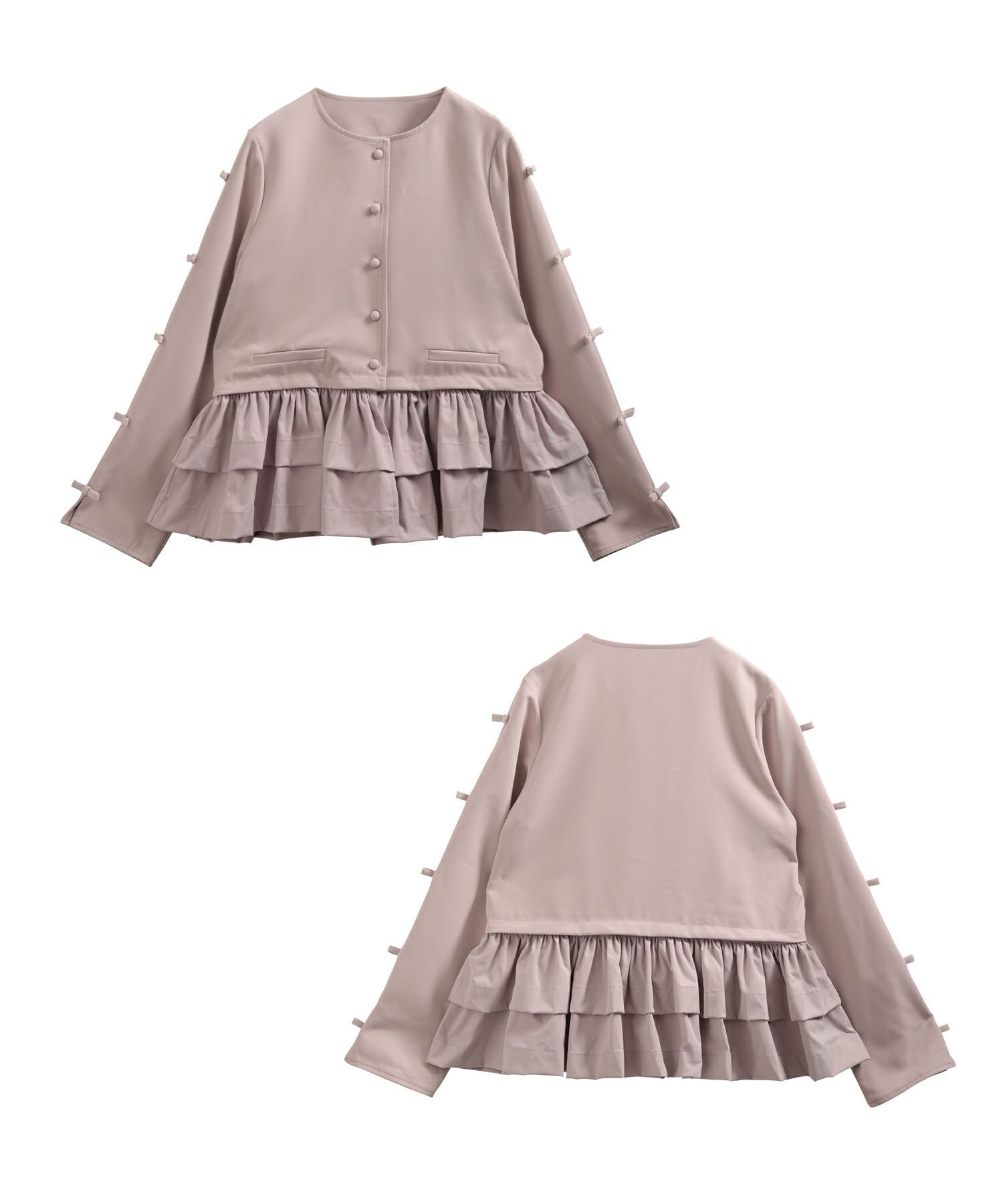 ノーカラーフリルトップス 【宅配便】 | Fit more