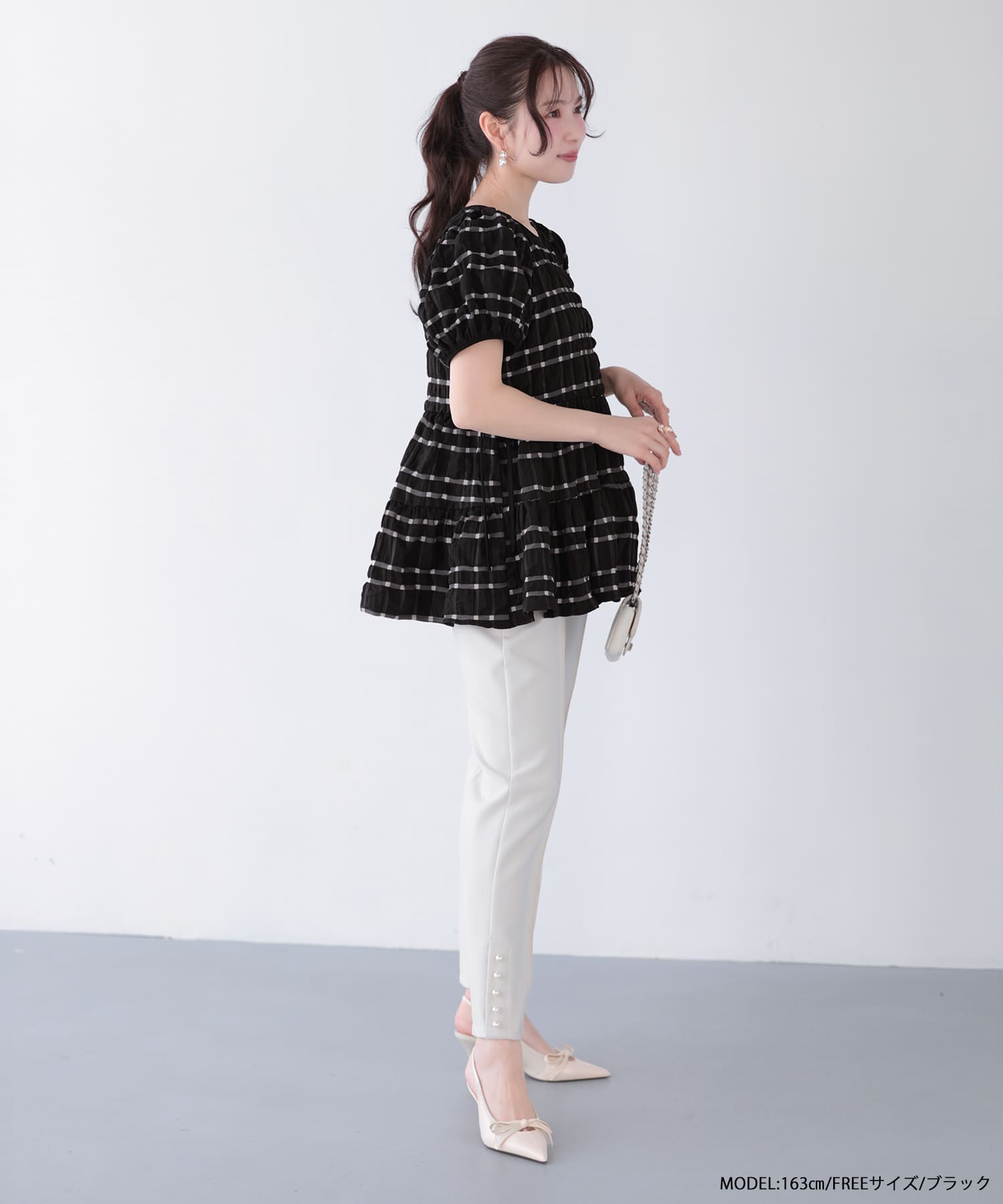 ぷっくりチェックティアードトップス【宅配便】 | Fit more ぷっくりチェックティアードトップス【宅配便】 | Fit more