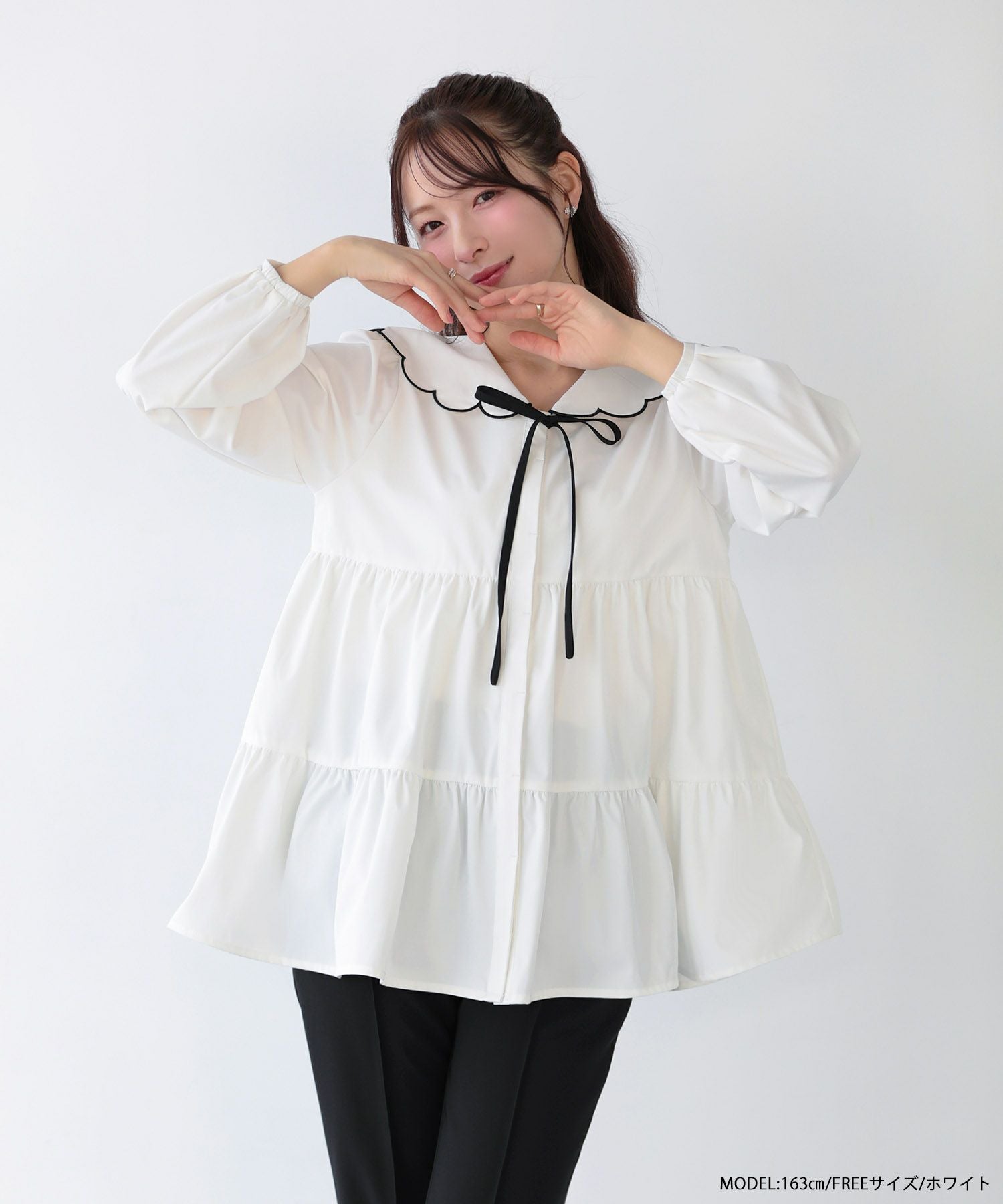 スカラップセーラーカラーブラウス【宅配便】 | Fit more