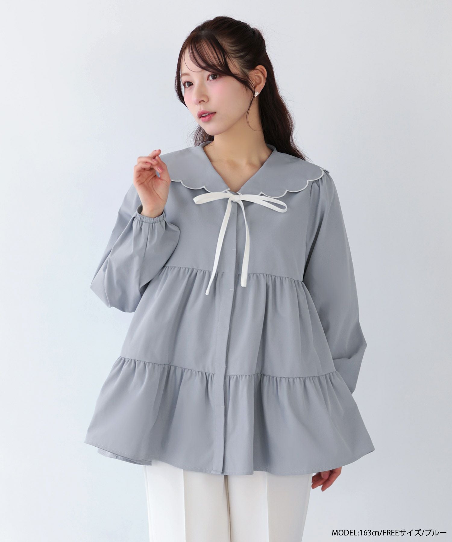 スカラップセーラーカラーブラウス【宅配便】 | Fit more