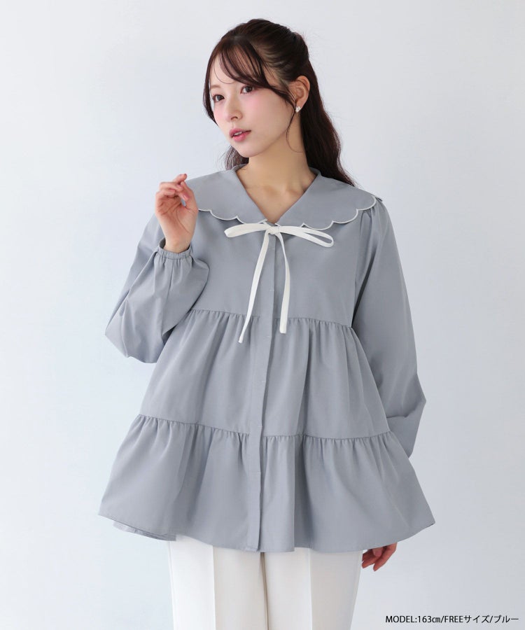 スカラップセーラーカラーブラウス【宅配便】 | Fit more