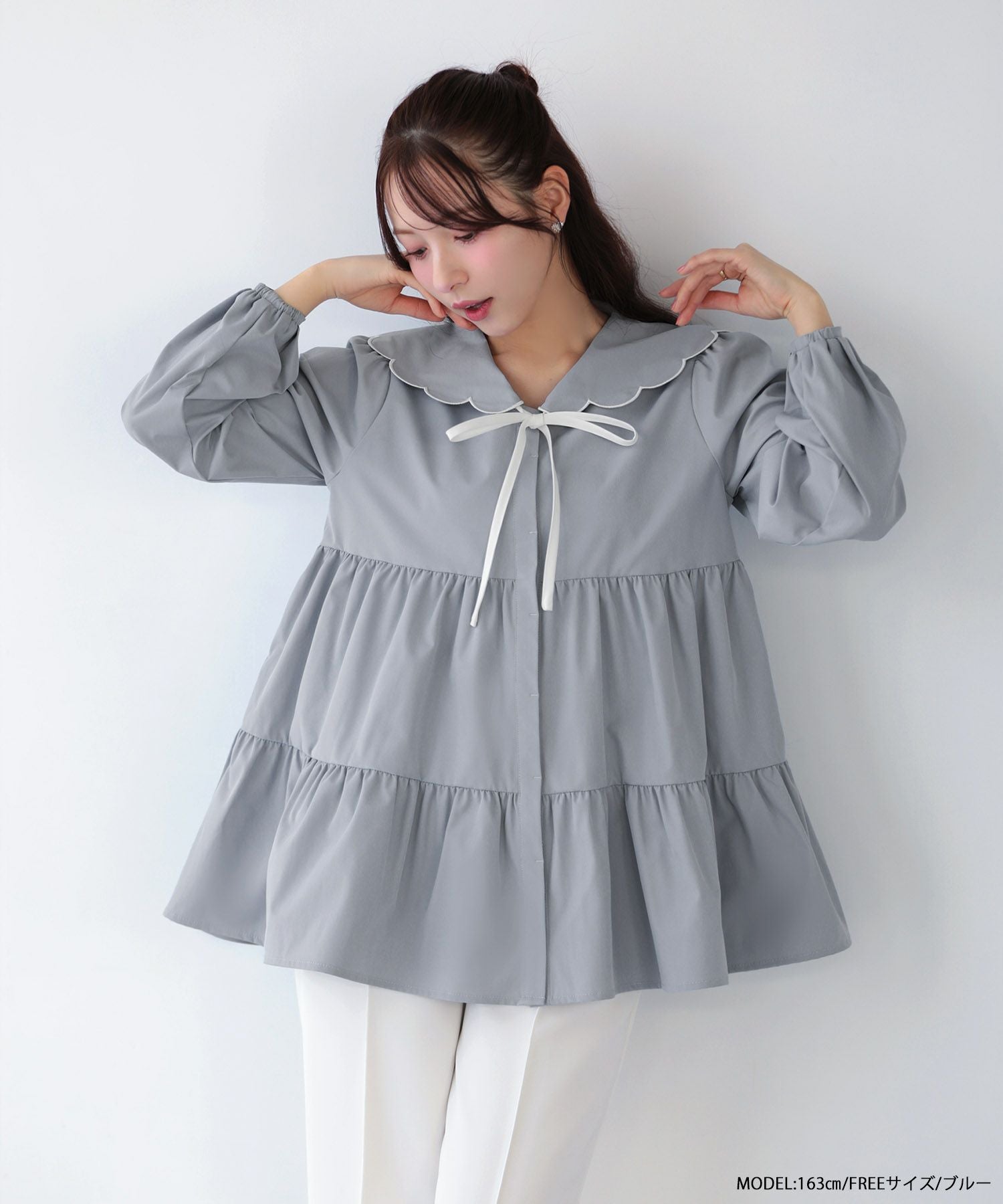 スカラップセーラーカラーブラウス【宅配便】 | Fit more